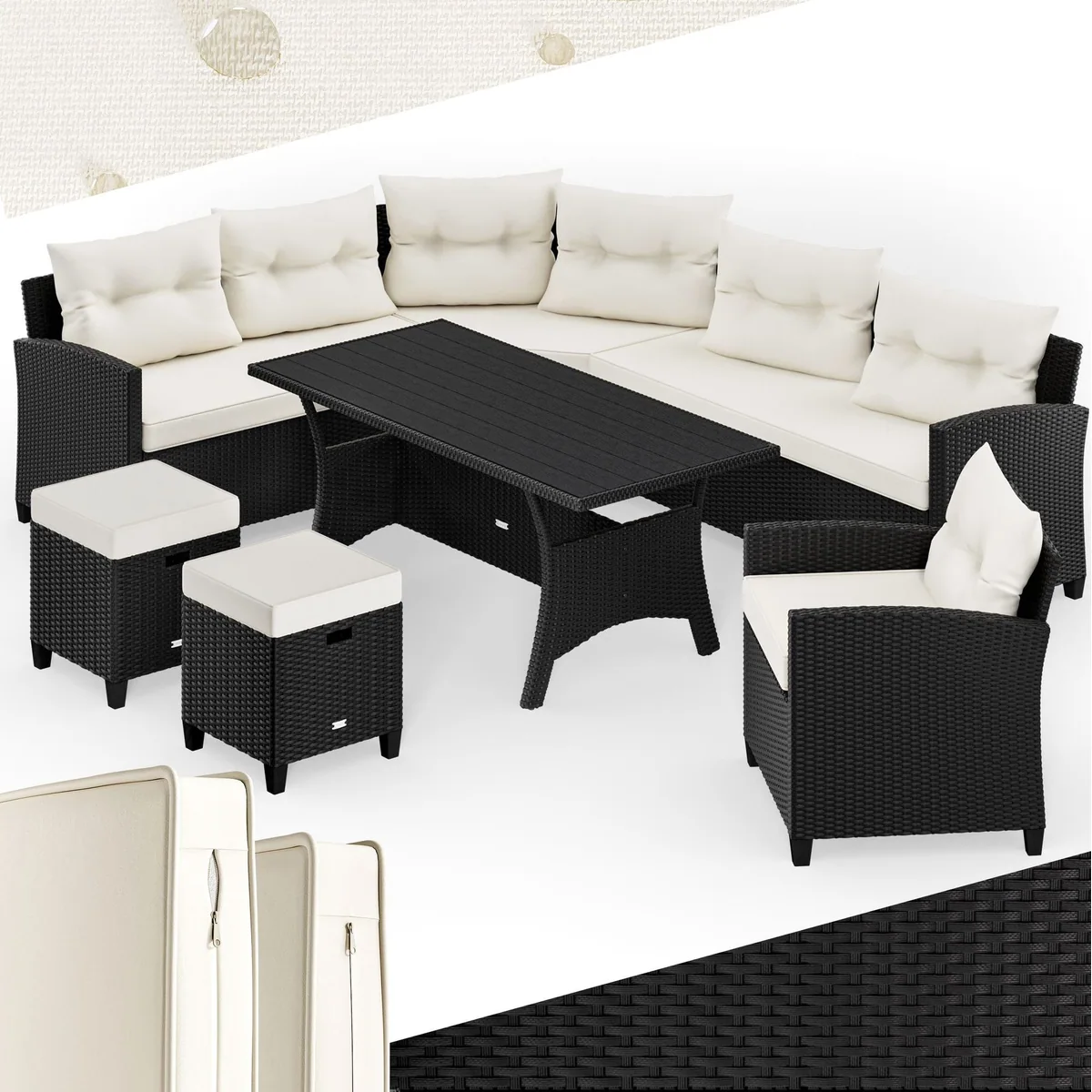 Casaria Gartenlounge-Set Porto, 5-tlg, wetterfest und pflegeleicht
