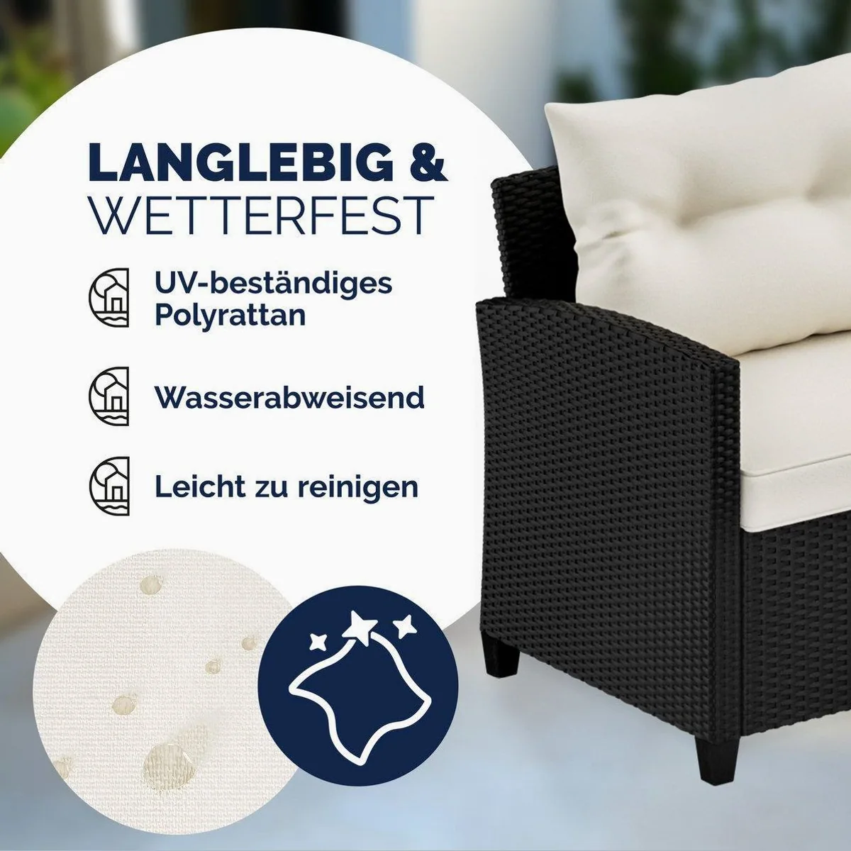 Casaria Gartenlounge-Set Porto, 5-tlg, wetterfest und pflegeleicht 2