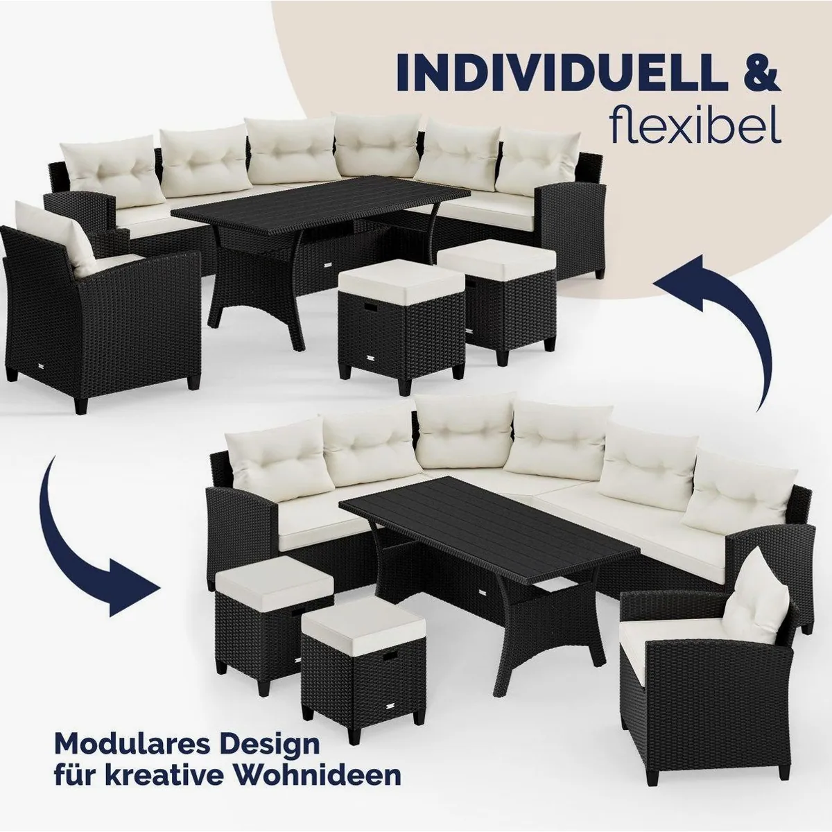 Casaria Gartenlounge-Set Porto, 5-tlg, wetterfest und pflegeleicht 5