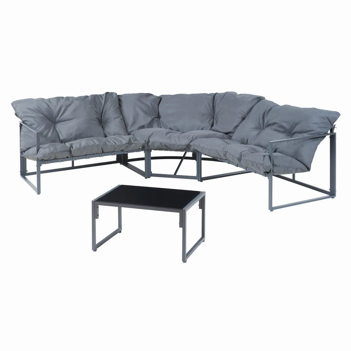 casa.pro Loungeset Karg, 4-tlg. Set mit Sofa und Couchtisch — Stilvolles Design, Wetterbeständig, Schnelle Montage 2