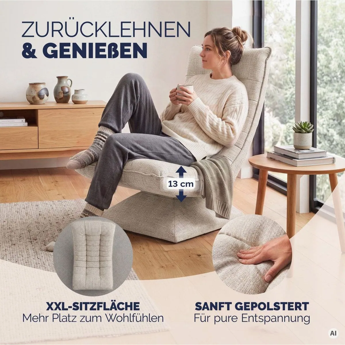 Casaria Relaxsessel Aberdeen, modernes Design, 360° drehbar, klappbar 2