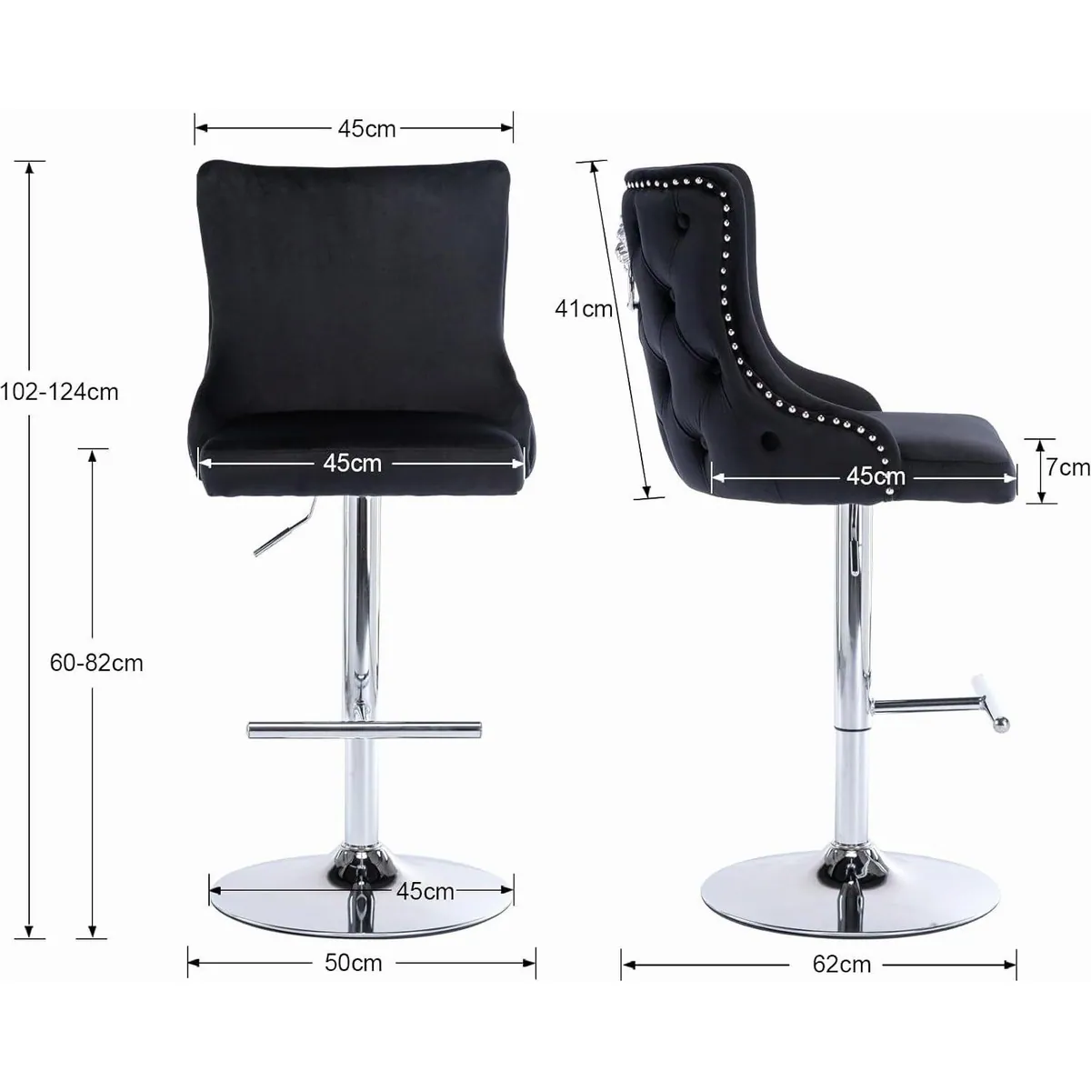 CHAIRUS Barhocker mit Samtbezug, Löwenkopf-Design & 360°-Drehfunktion 2