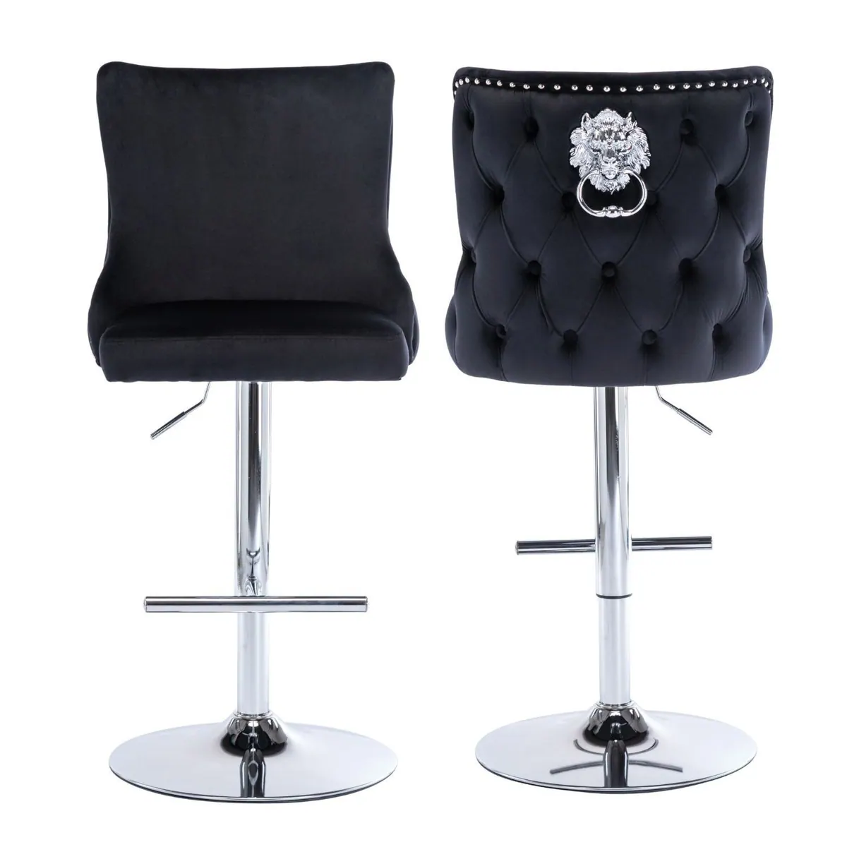 CHAIRUS Barhocker mit Samtbezug, Löwenkopf-Design & 360°-Drehfunktion 3