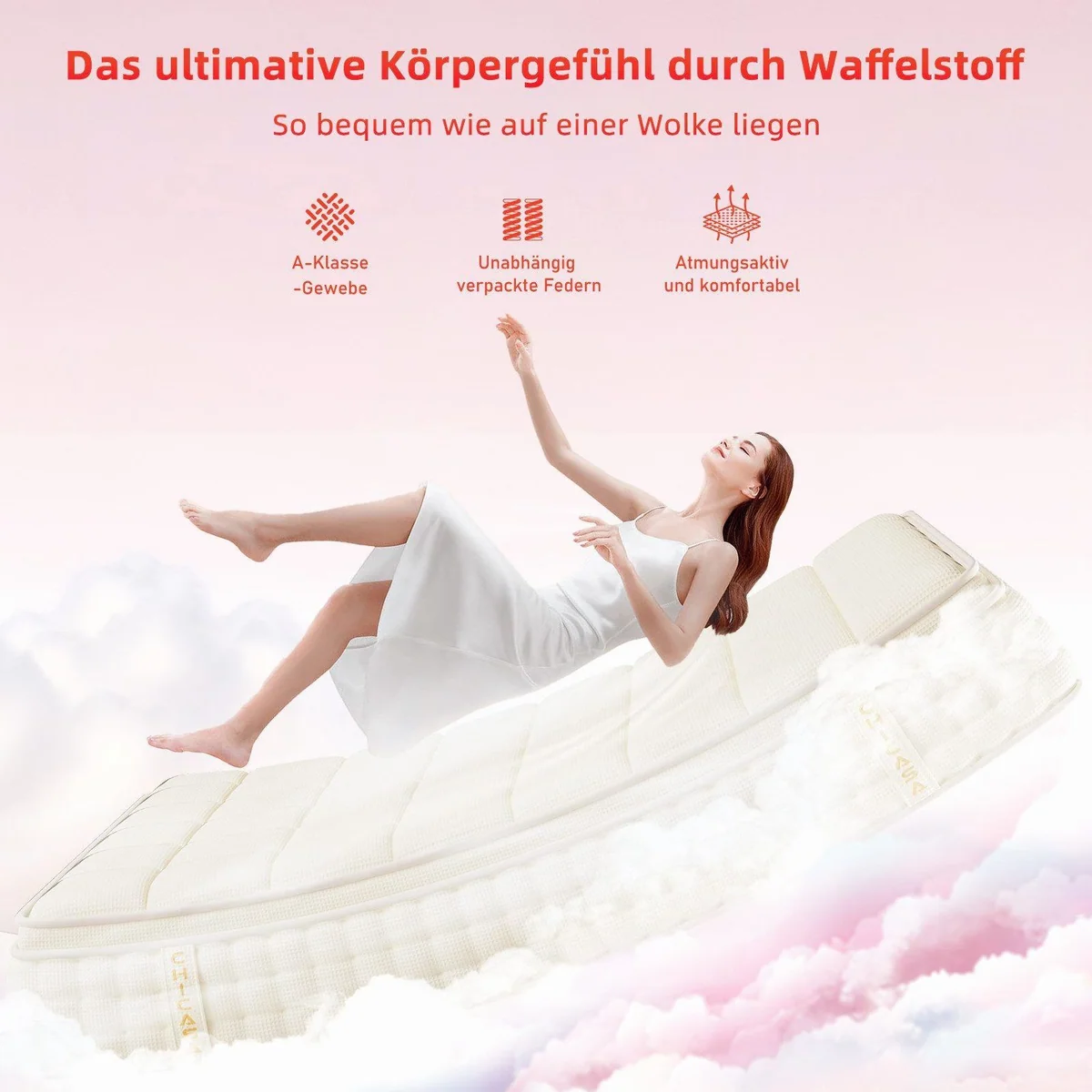 CHICASA 9-Zonen Taschenfederkernmatratze, 25 cm hoch, orthopädische Unterstützung 2