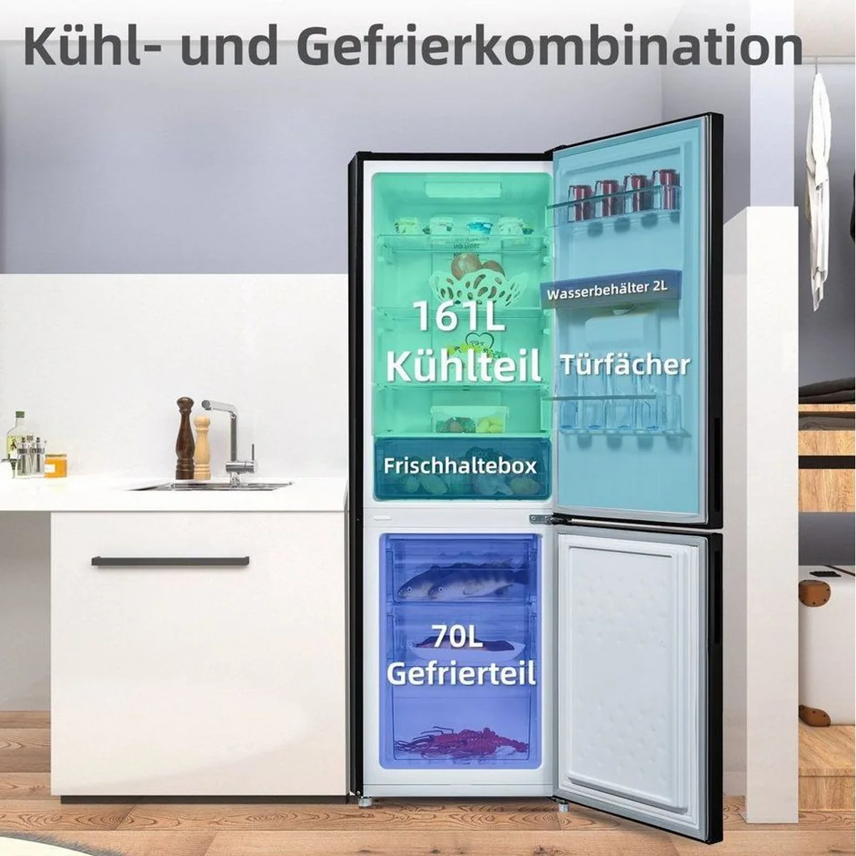 CHiQ FBM228NE4DE Kühl-/Gefrierkombination, frostfrei, Multi-Air-Flow, 12 Jahre Kompressor-Garantie 4