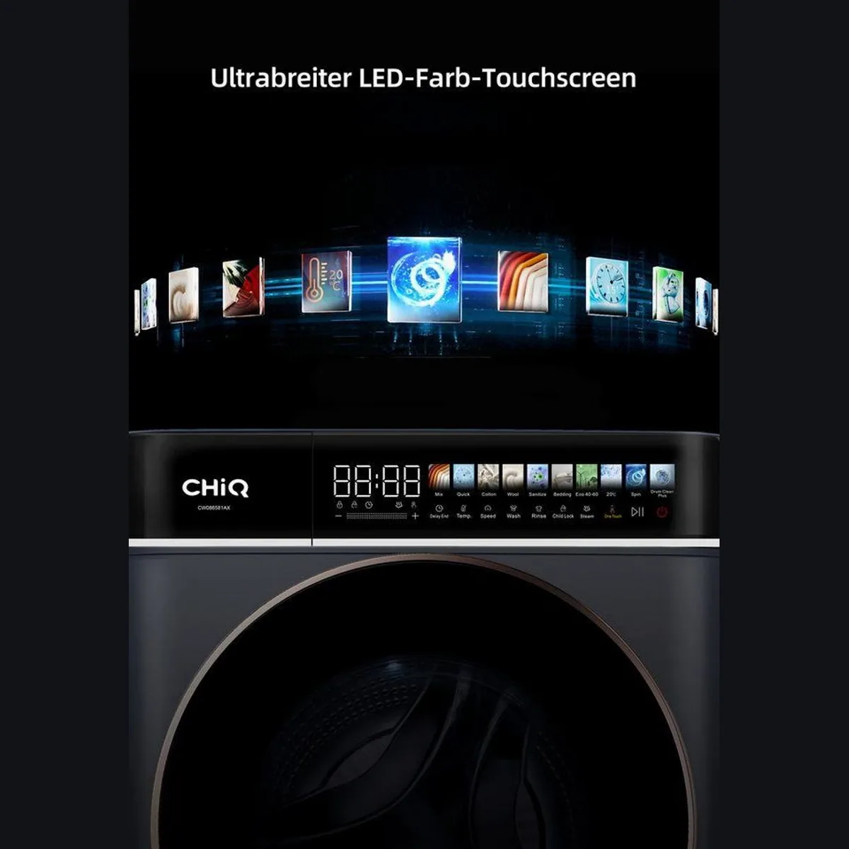 CHiQ CW086581AX Waschmaschine, 8 kg, 1400 U/min, LED-Touchdisplay 3