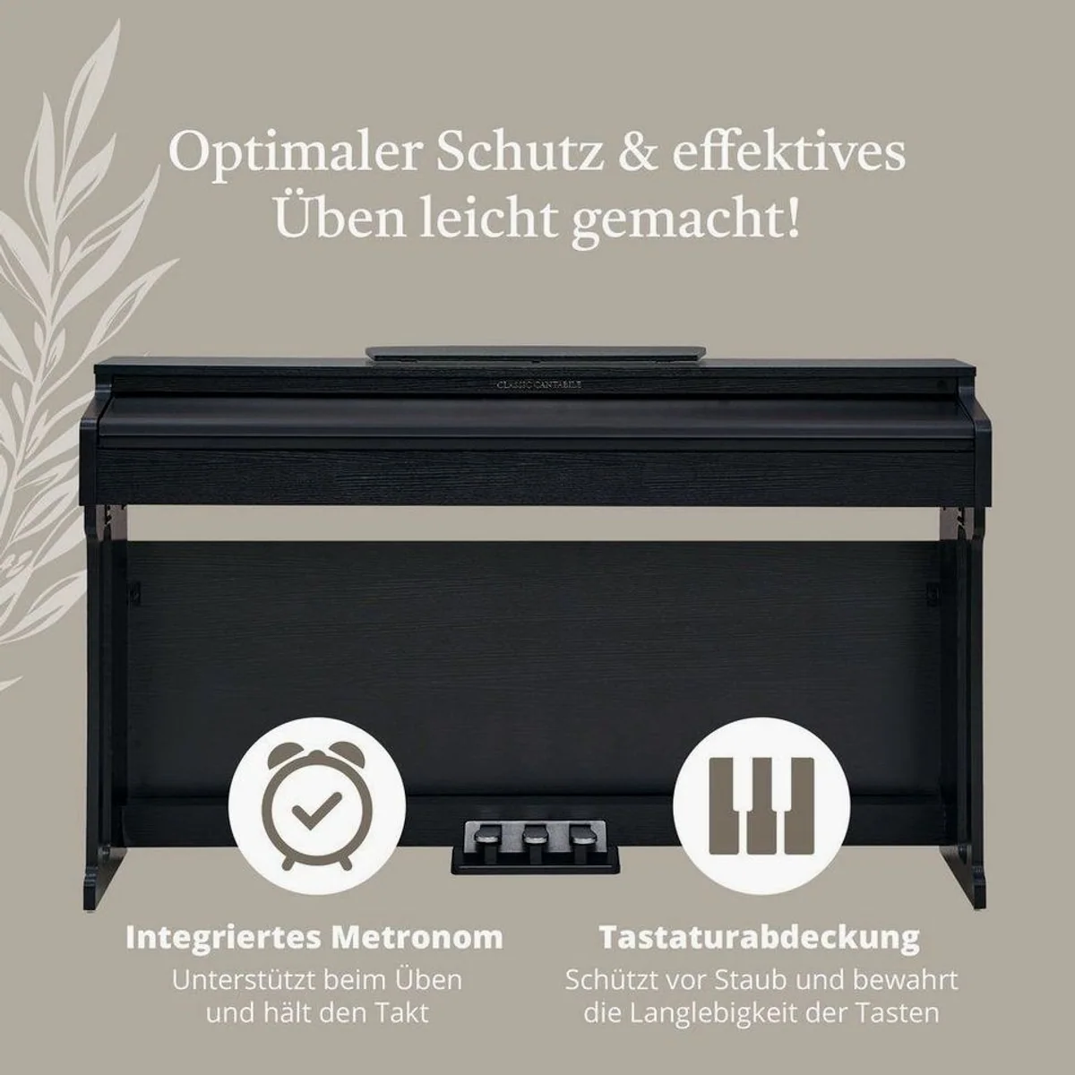 Classic Cantabile DP-220 Digitalpiano Set, 88 gewichtete Tasten, inkl. Pianobank und Kopfhörer 4