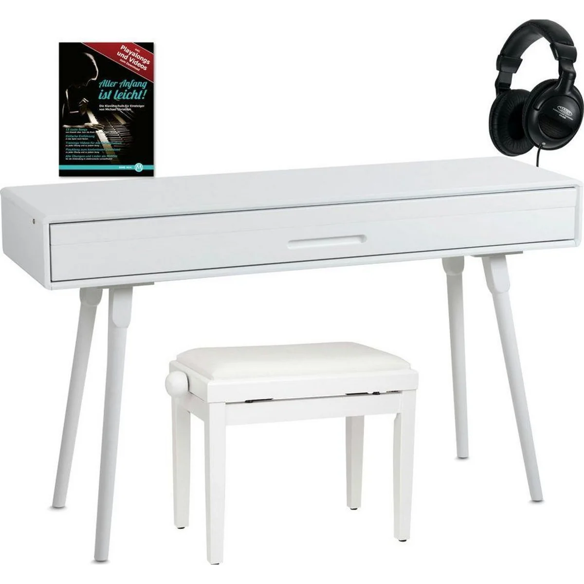 Classic Cantabile DP-730 WL Digitalpiano, elegantes Design, realistisches Spielgefühl, Deluxe Set