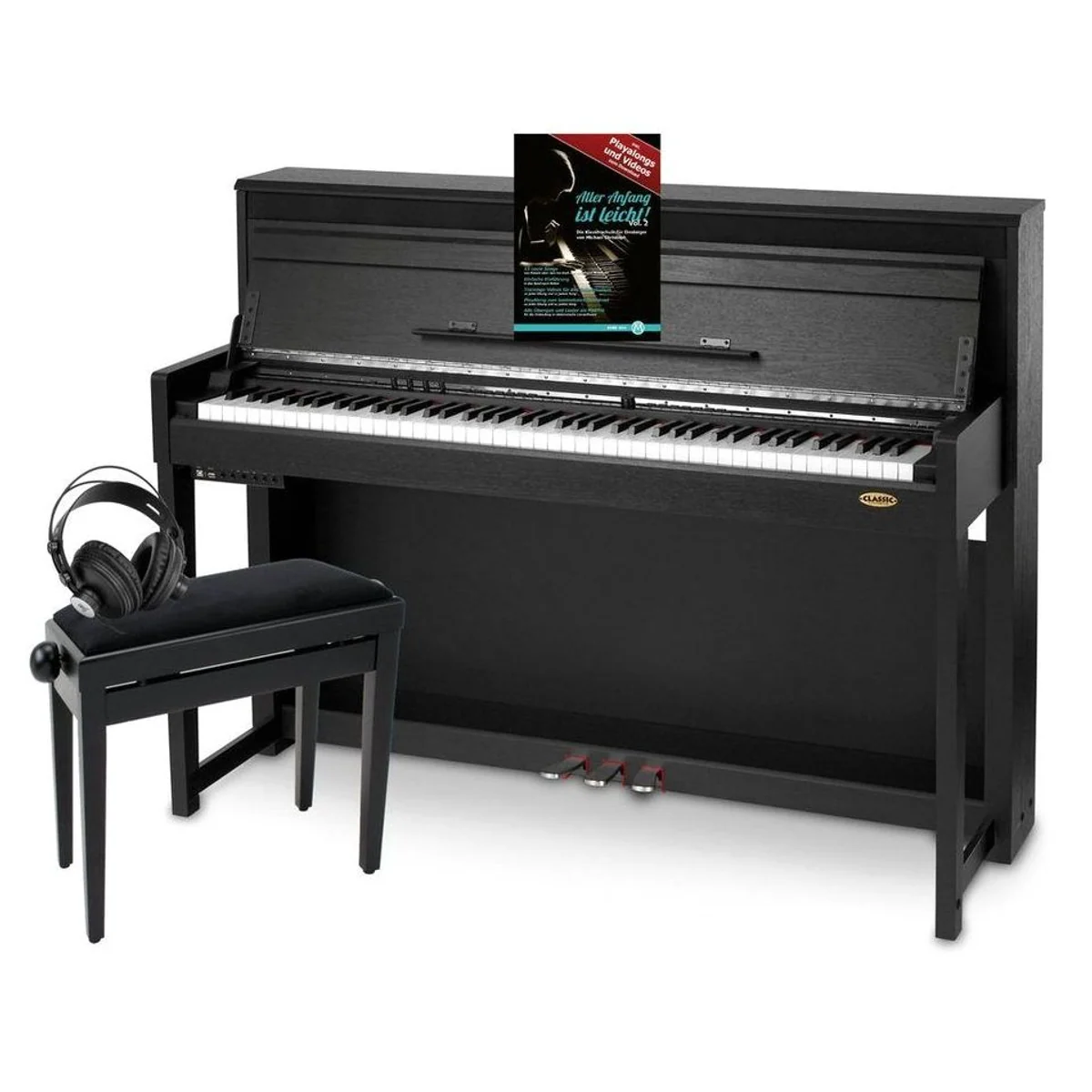 Classic Cantabile UP-1 Digitalpiano Set, 88 gewichtete Tasten, 40 Sounds, inkl. Klavierbank & Kopfhörer