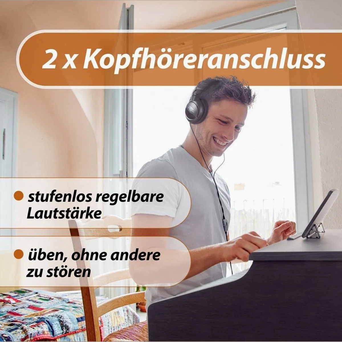 Classic Cantabile DP-50 E-Piano, gewichtete Hammertastatur, Twin-Piano-Funktion, vielfältige Features 3