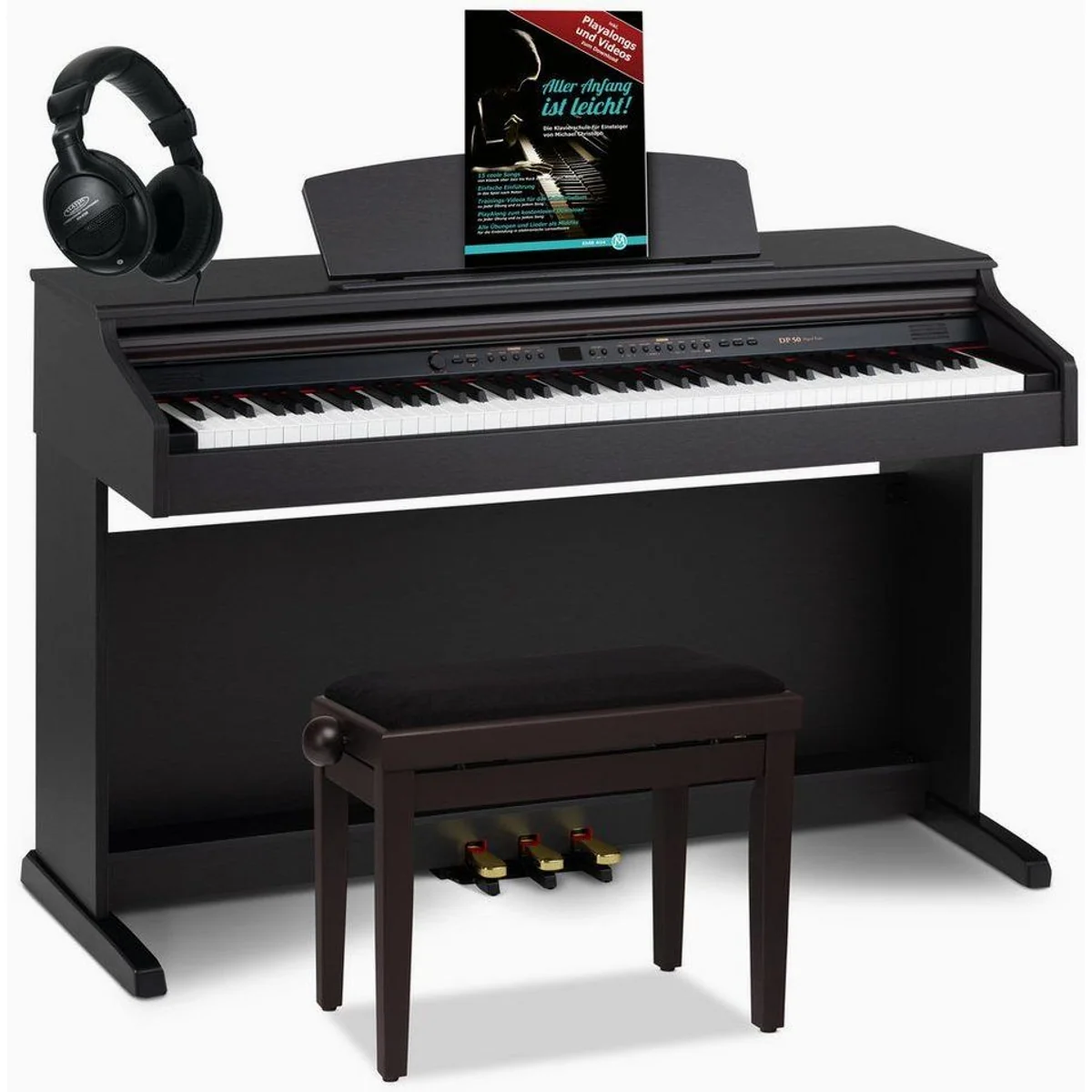Classic Cantabile DP-50 Digitalpiano Set, 88 Tasten Hammermechanik, incl. Klavierbank & Kopfhörer