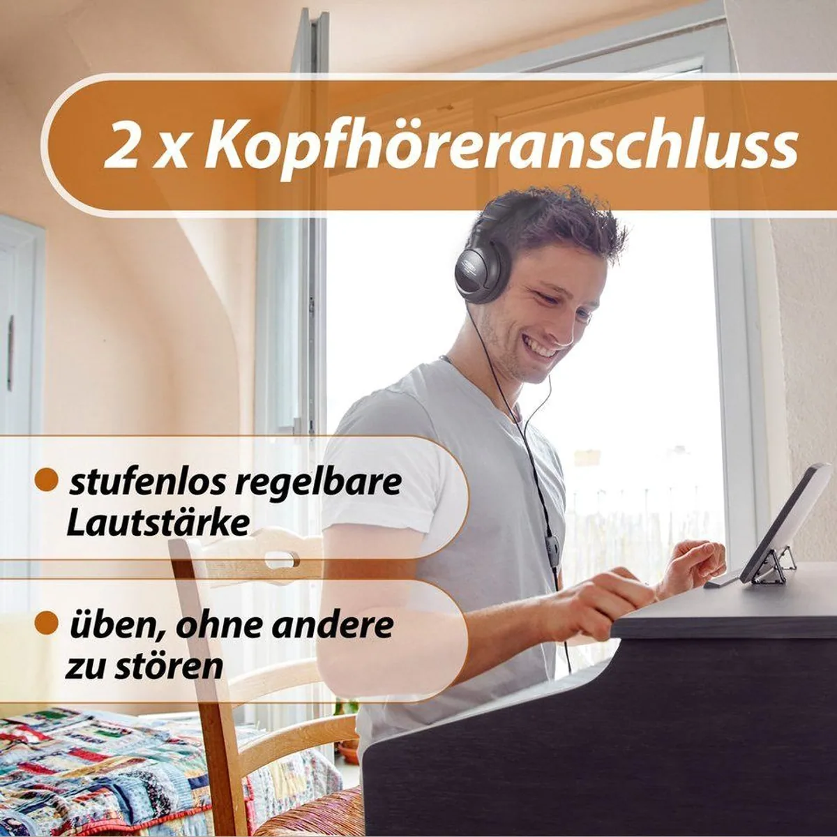 Classic Cantabile DP-50 Digitalpiano Set, 88 Tasten Hammermechanik, incl. Klavierbank & Kopfhörer 3