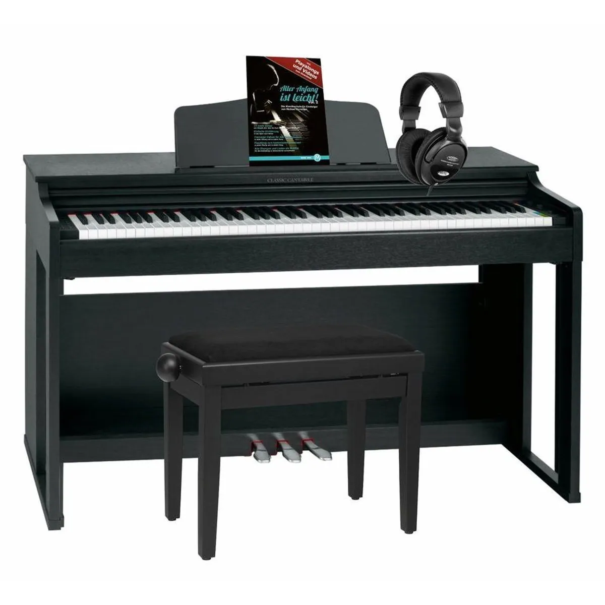 Classic Cantabile DP-230 E-Piano, 88 Tasten, Hammermechanik, USB, MIDI, inkl. Klavierbank & Kopfhörer
