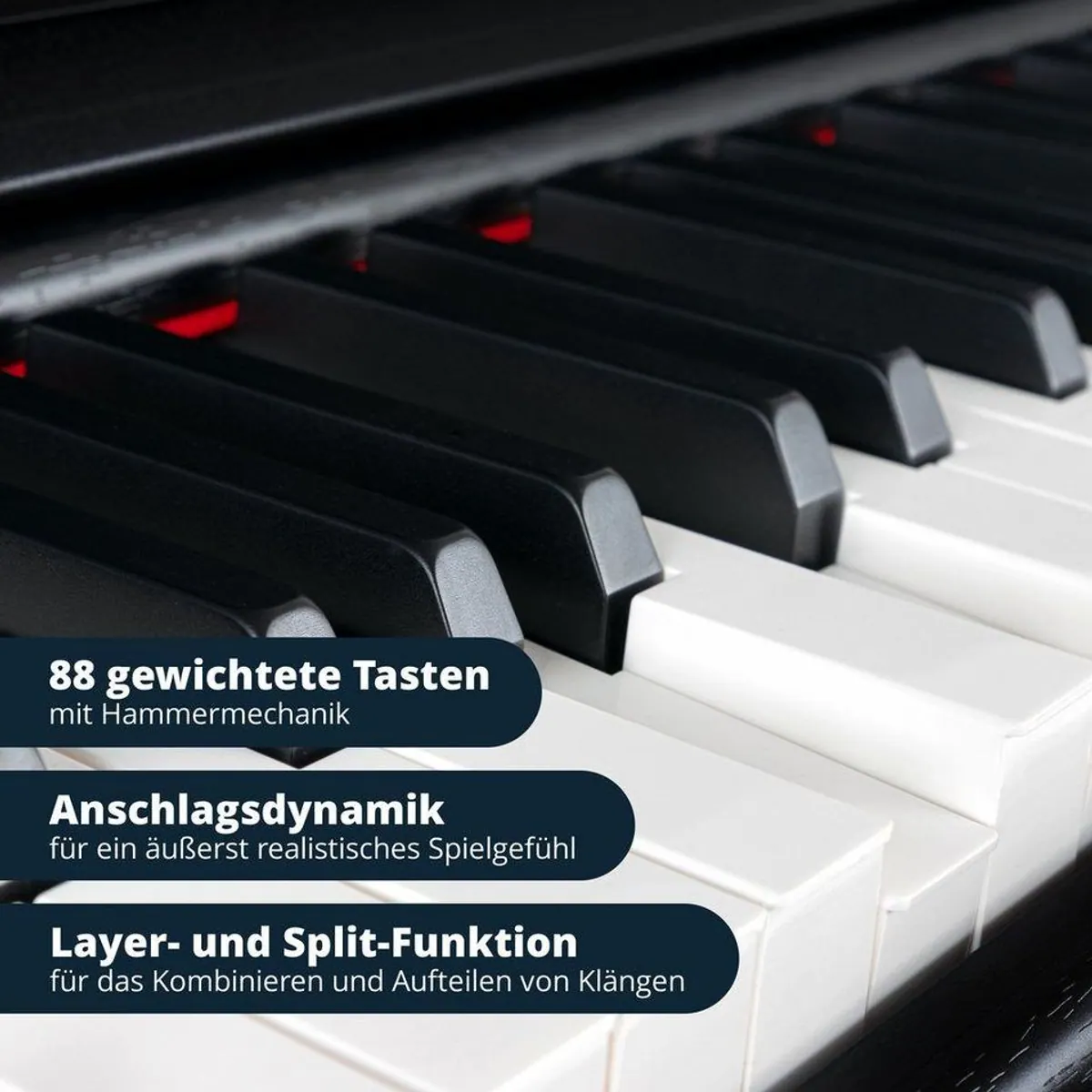 Classic Cantabile DP-230 E-Piano, 88 Tasten, Hammermechanik, USB, MIDI, inkl. Klavierbank & Kopfhörer 4