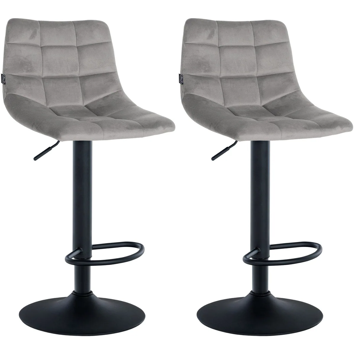 CLP Barhocker Jerry Samt Set, höhenverstellbar, drehbar, elegantes Design