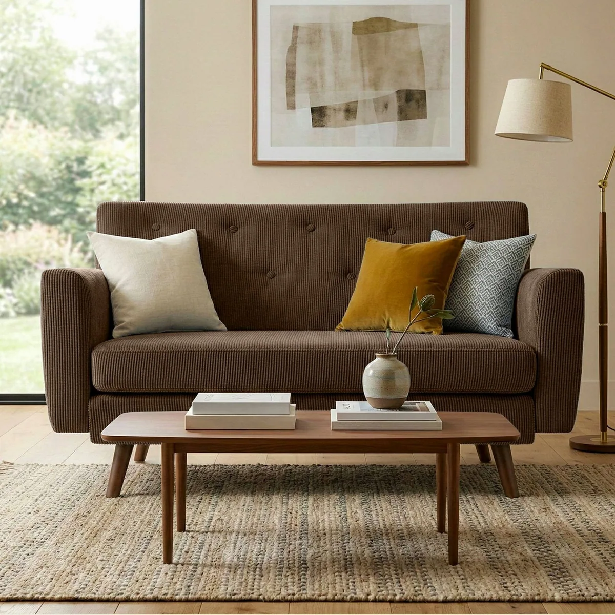 CLP Sofa Kioni, eleganter Cordbezug, stabile Kautschukholzbeine, bis 240 kg belastbar 3
