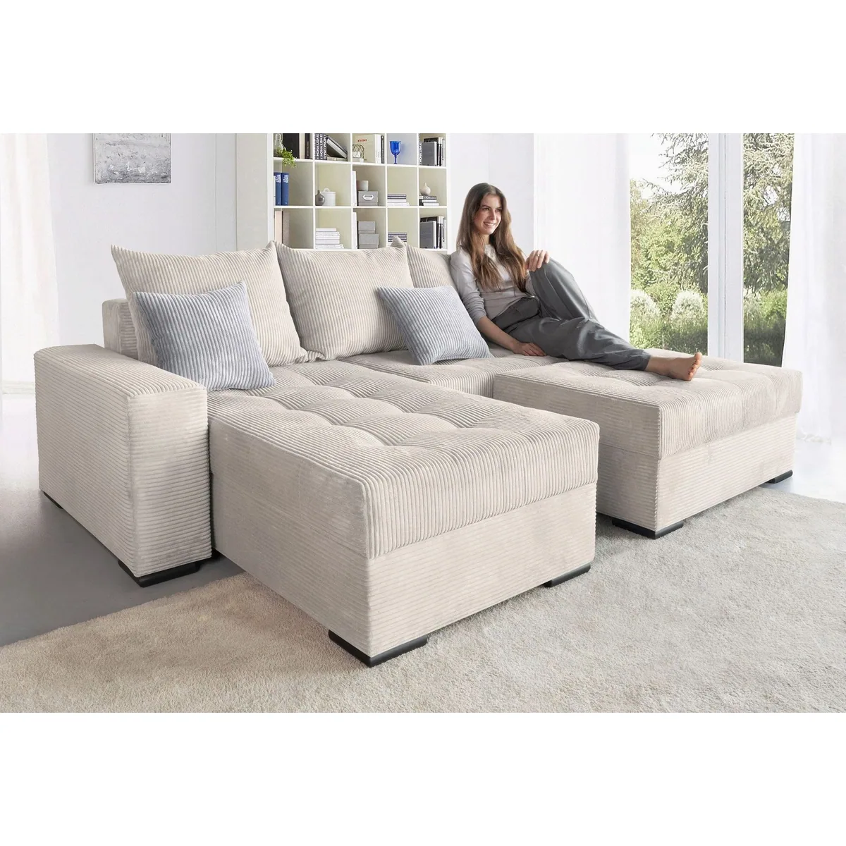 COLLECTION AB Ecksofa Josy L-Form, 214 cm, Cord-Mix, Schlaffunktion, Bettkasten