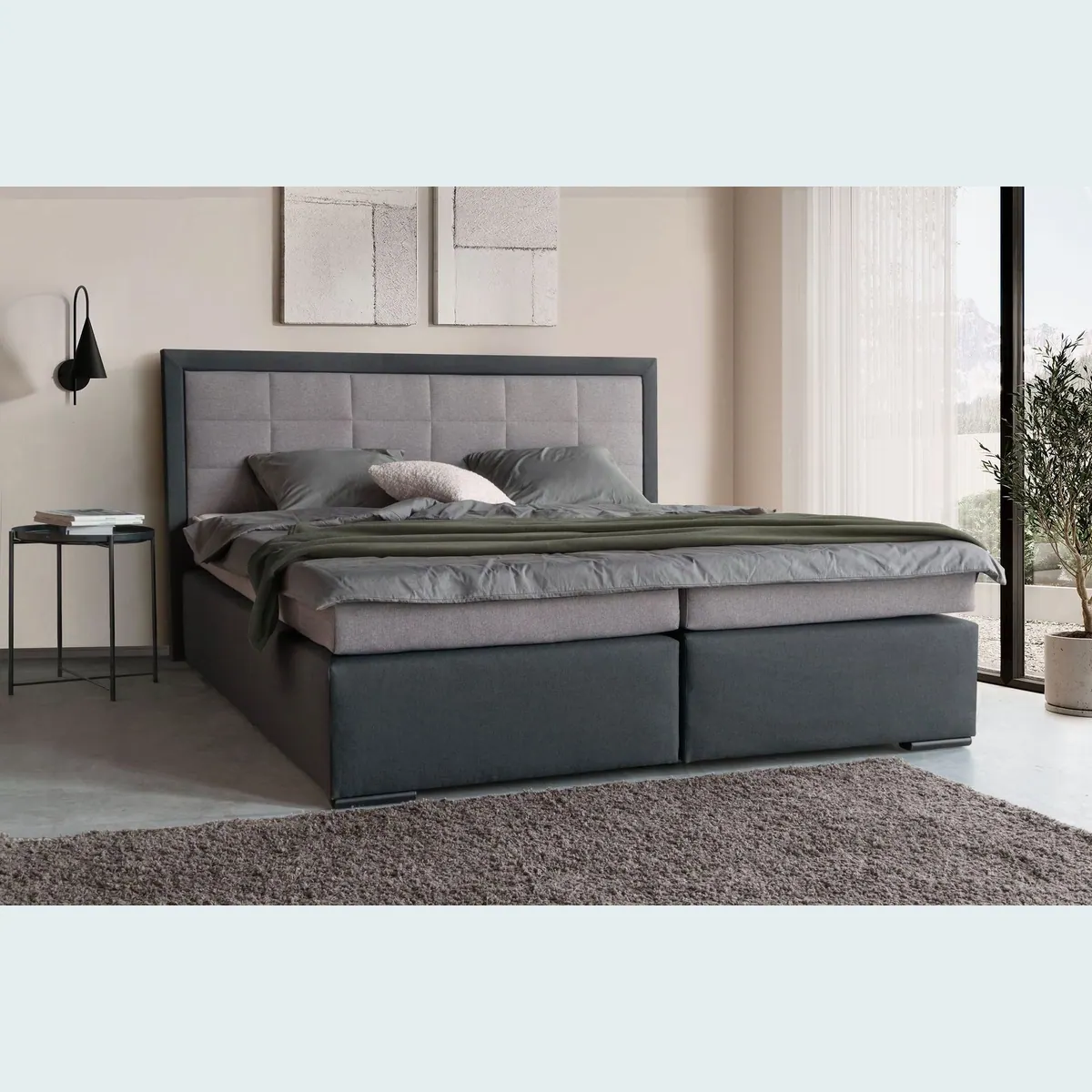COLLECTION AB Boxspringbett 30 Jahre Jubiläums-Modell Athena, H2, strukturierter Bezug, wahlweise mit LED-Leiste