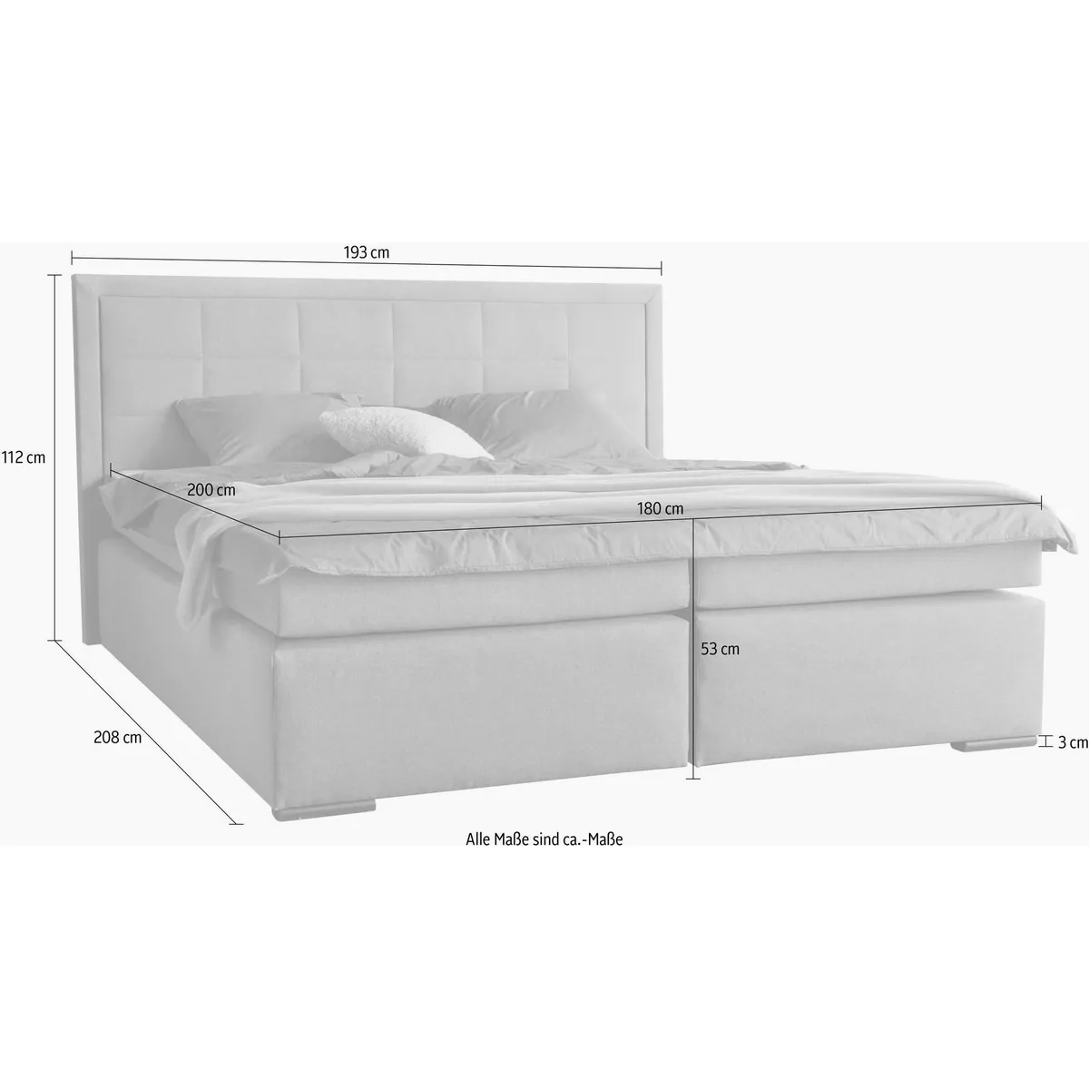COLLECTION AB Boxspringbett 30 Jahre Jubiläums-Modell Athena, H2, strukturierter Bezug, wahlweise mit LED-Leiste 3
