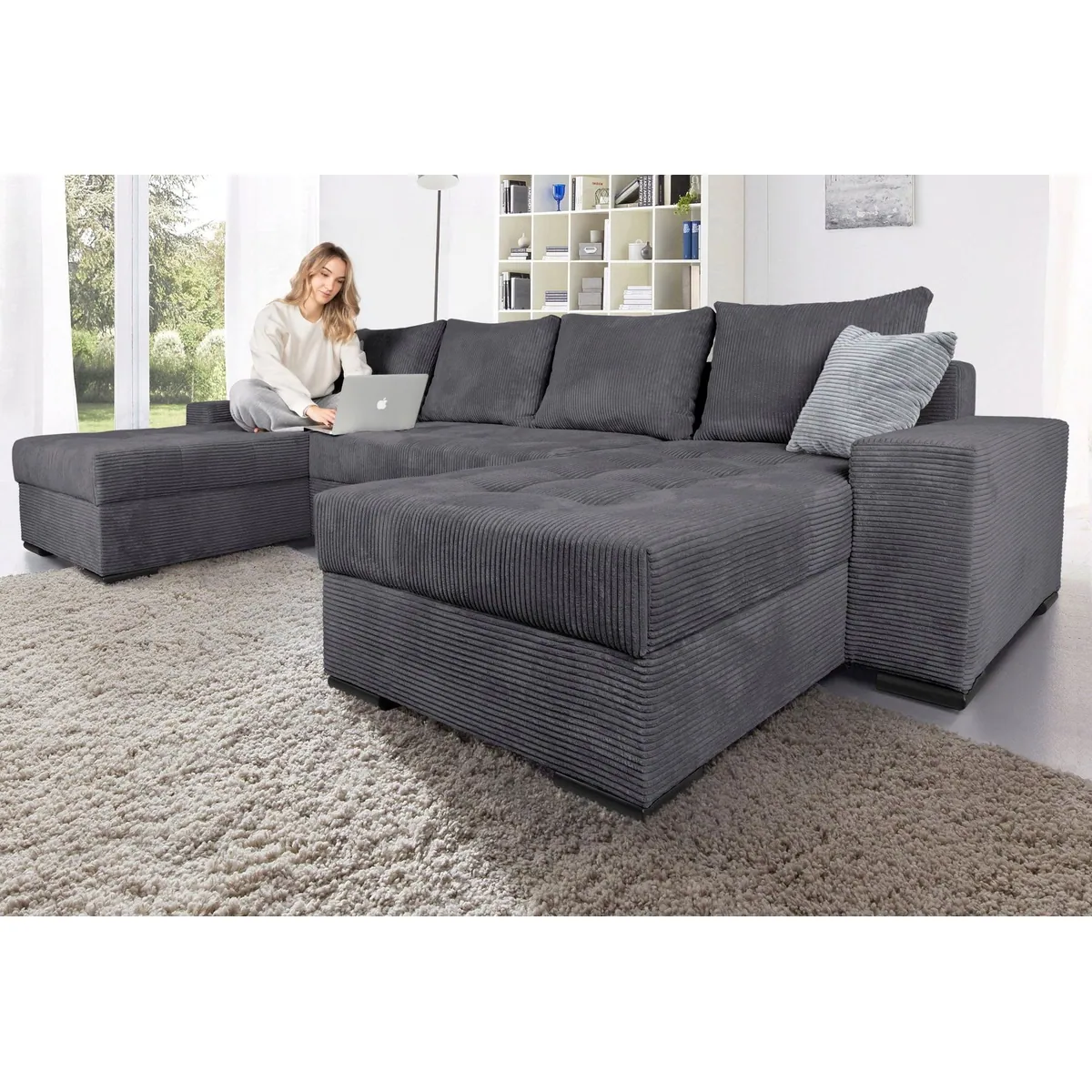COLLECTION AB Wohnlandschaft Josy XL U-Form, Federkern, Schlaffunktion, Bettkasten
