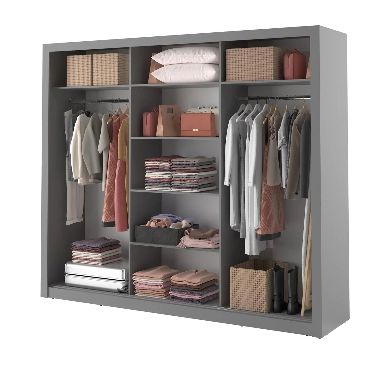 Compleo ARTI 02 Kleiderschrank, 3-türig mit Spiegel & 2 Aufhängern 3