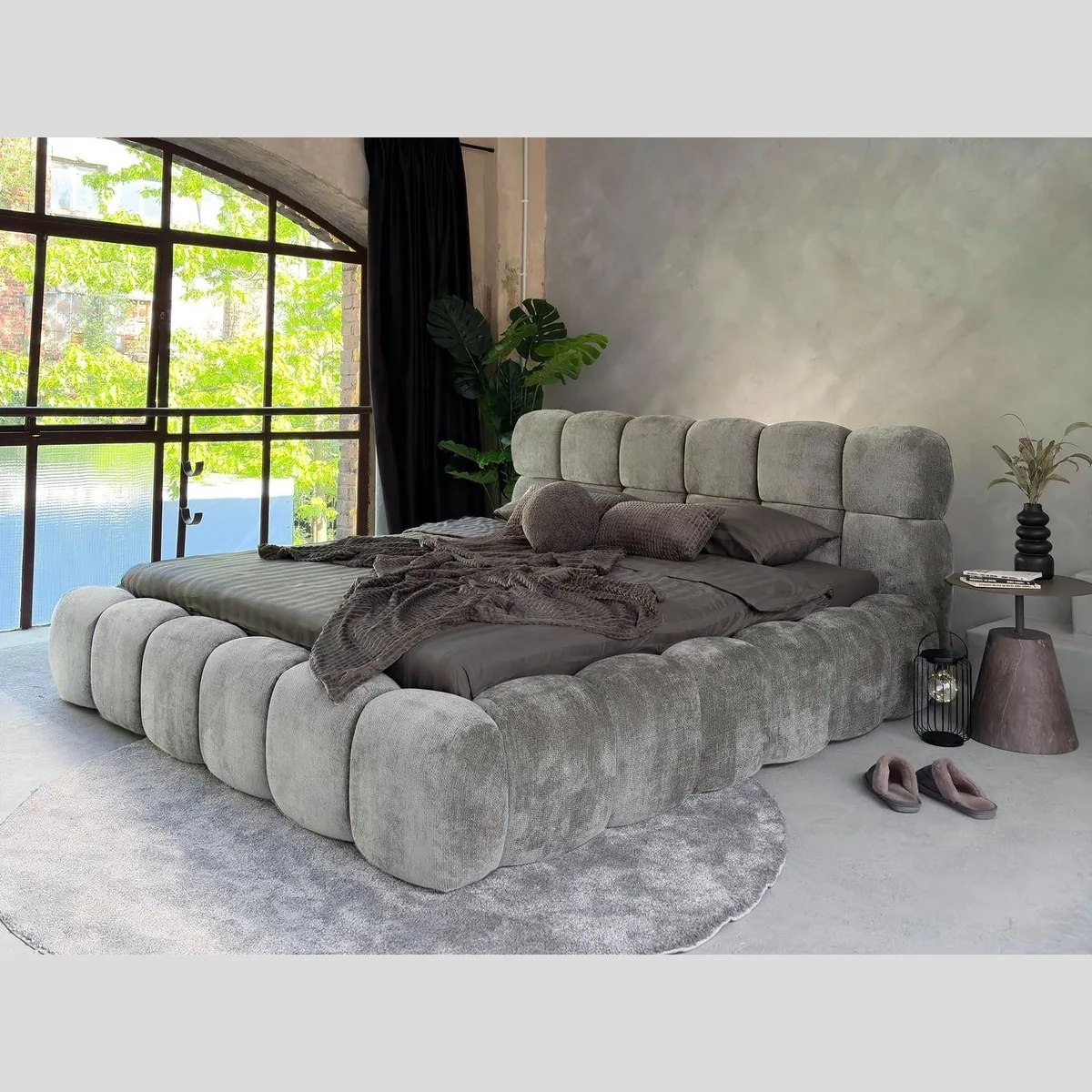 Compleo Polsterbett Cloud, eleganter Chenille-Stoff, gepolstertes Kopfteil