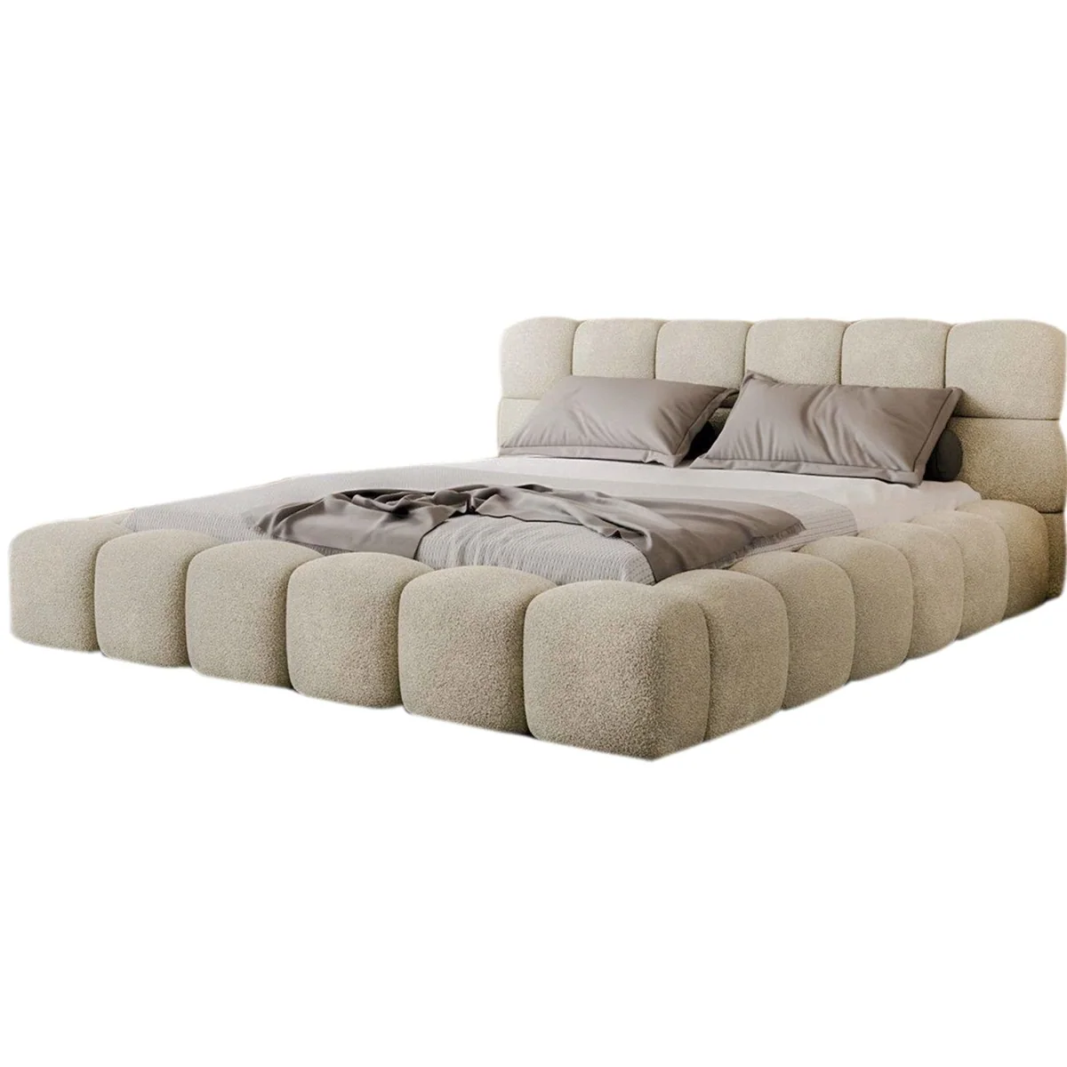 Compleo Polsterbett BIZU BUBBLE, modernes Design, weicher Bouclé-Bezug, praktische Stauraumlösung 2