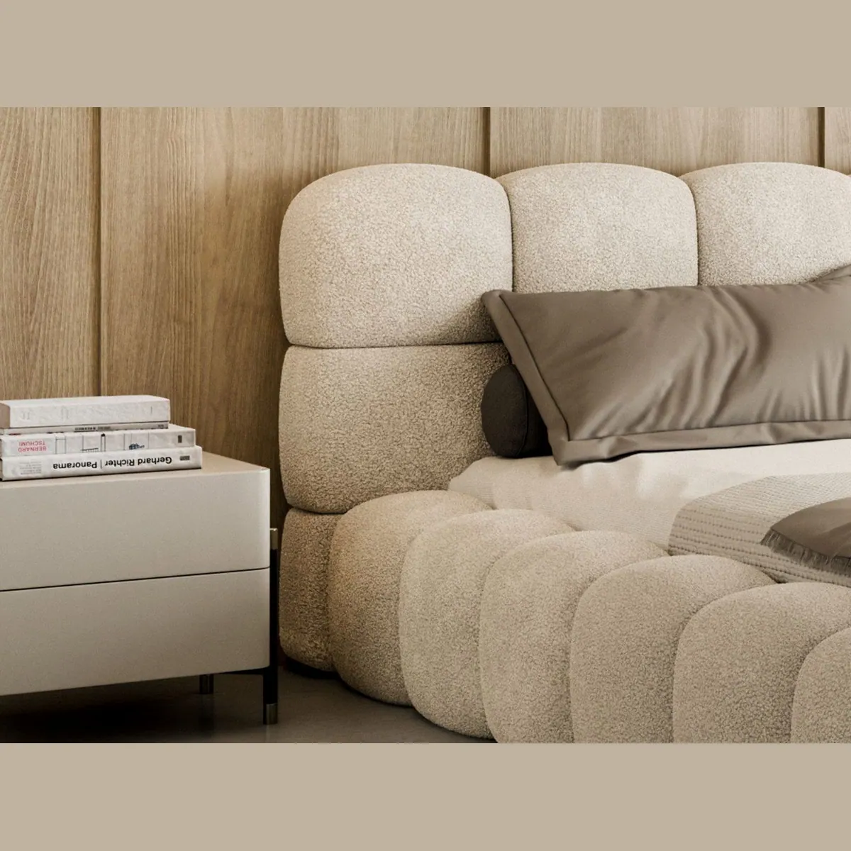 Compleo Polsterbett BIZU BUBBLE, modernes Design, weicher Bouclé-Bezug, praktische Stauraumlösung 4