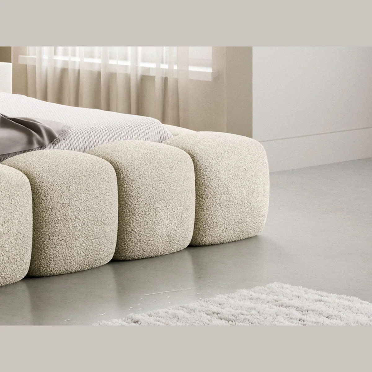 Compleo Polsterbett BIZU BUBBLE, modernes Design, weicher Bouclé-Bezug, praktische Stauraumlösung 5