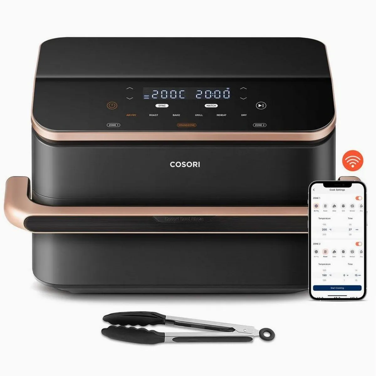 Cosori DualBlaze TwinFry Heißluftfritteuse, 10L, 2 Kammern, WiFi, 6-in-1
