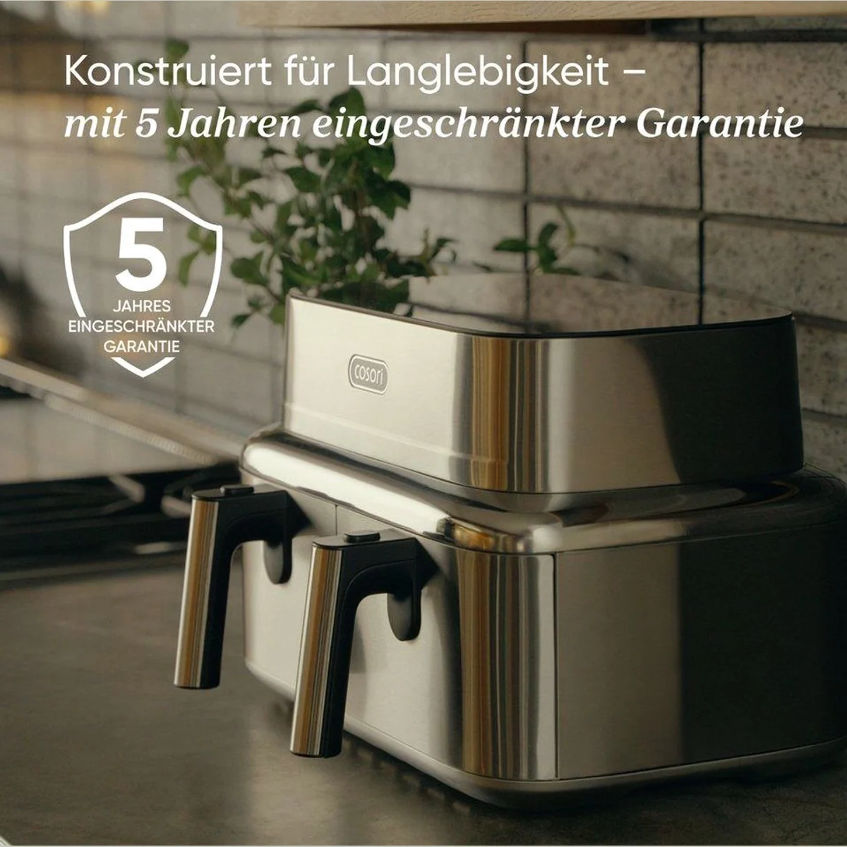 Cosori ICONIC Dual Heißluftfritteuse, 8,6L, 2700 W, Dual Zone, PFAS-frei, Edelstahl 5
