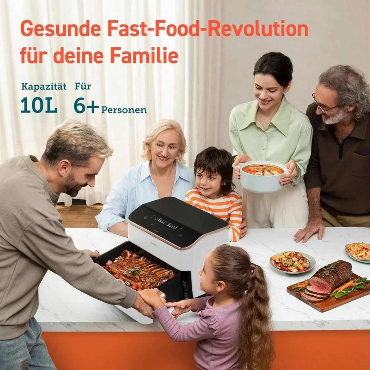 Cosori Heißluftfritteuse CAF-TF101S-WEUR, 2800 W, gleichmäßige Garung, 10-Liter-Korb, smarte App-Steuerung 5