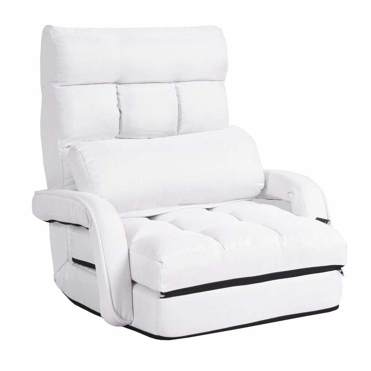 COSTWAY Relaxsessel Liegebett, verstellbar, klappbar, mit Armlehnen & Kissen