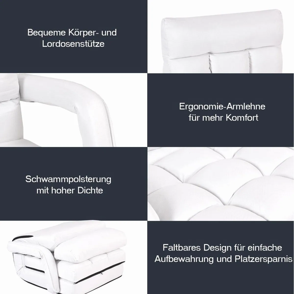 COSTWAY Relaxsessel Liegebett, verstellbar, klappbar, mit Armlehnen & Kissen 5