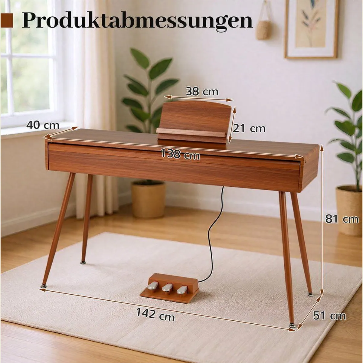 COSTWAY Digitalpiano, 88 gewichtete Tasten, vielseitige Klänge — ideal für Anfänger 3