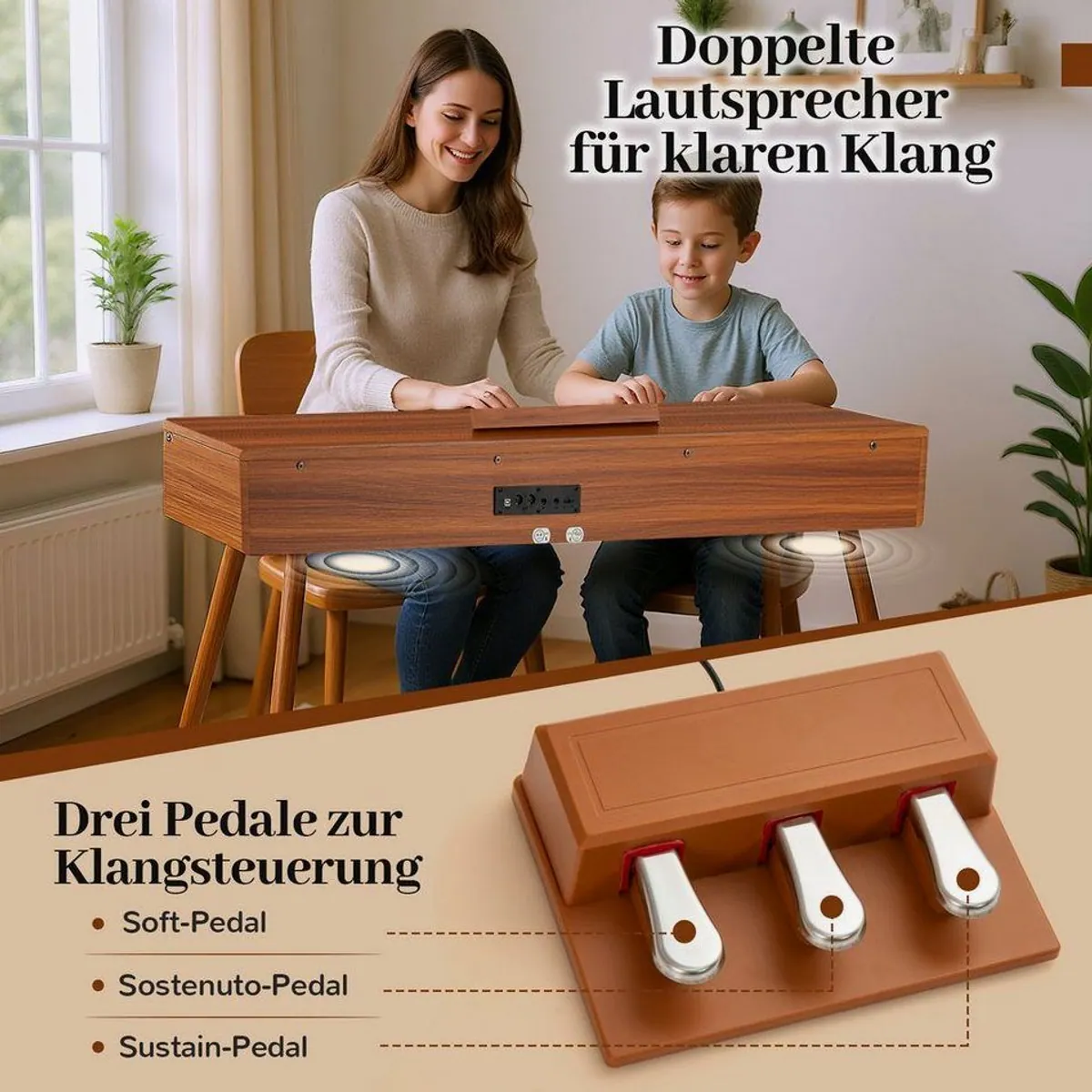 COSTWAY Digitalpiano, 88 gewichtete Tasten, vielseitige Klänge — ideal für Anfänger 5