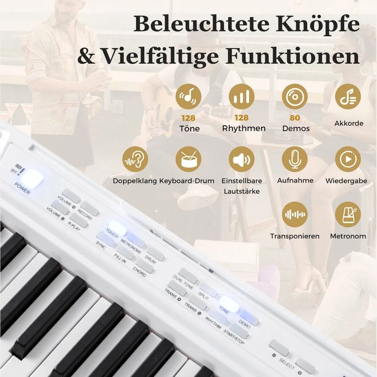 COSTWAY E-Piano 88-Tasten, vielseitige Klänge & Rhythmen — ideal für Einsteiger 2