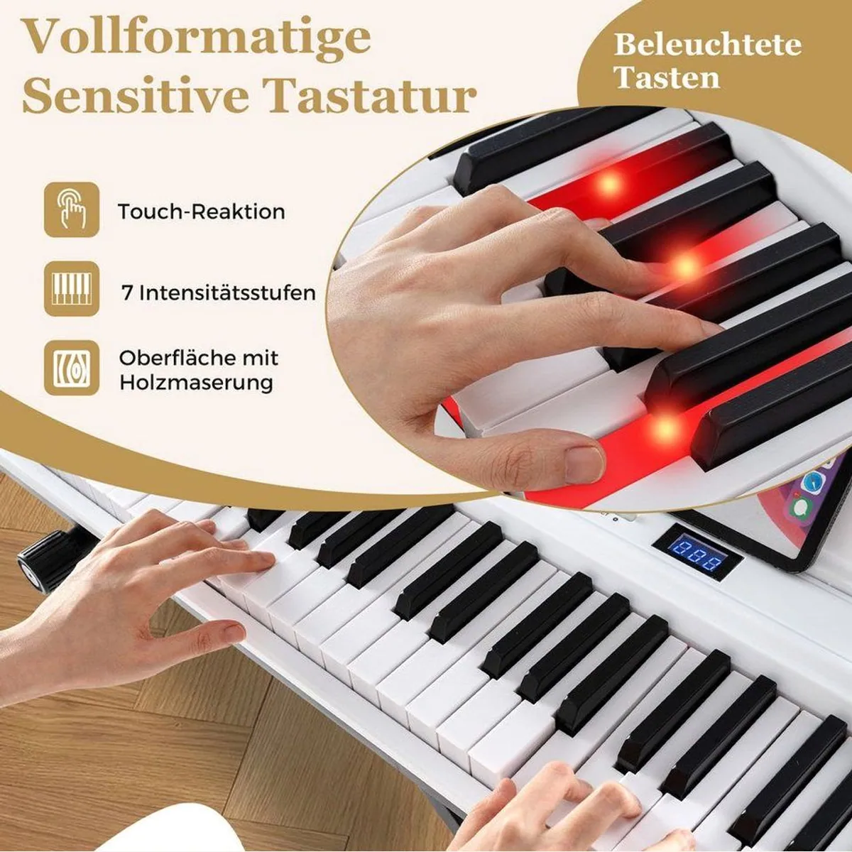 COSTWAY E-Piano 88-Tasten, vielseitige Klänge & Rhythmen — ideal für Einsteiger 4