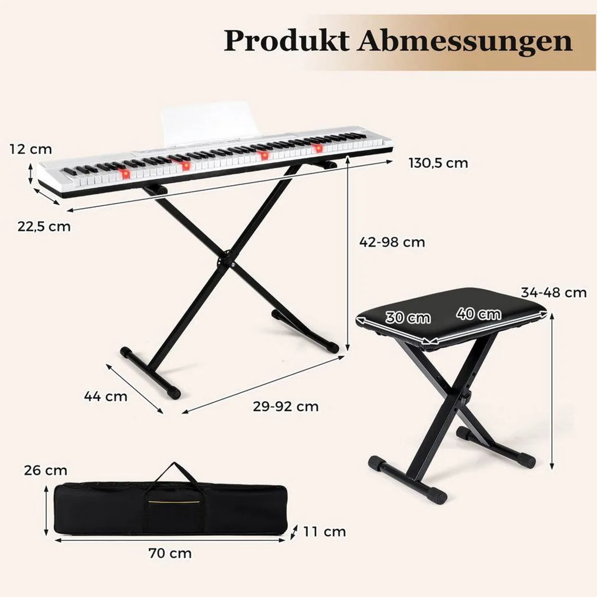 COSTWAY E-Piano 88-Tasten, vielseitige Klänge & Rhythmen — ideal für Einsteiger 5