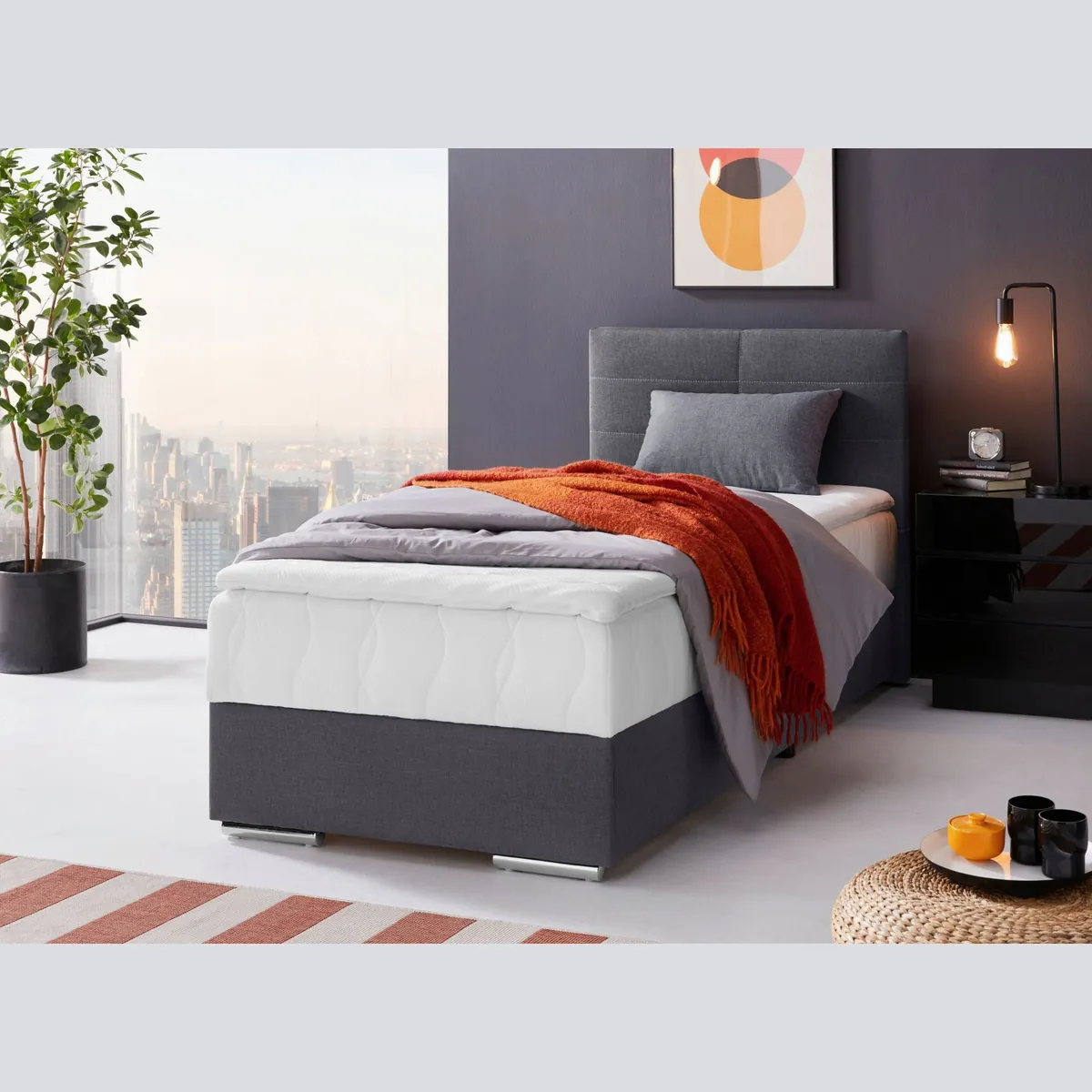 COTTA Boxbett Tom, komfortables Design, Bettkasten & Topper inklusive