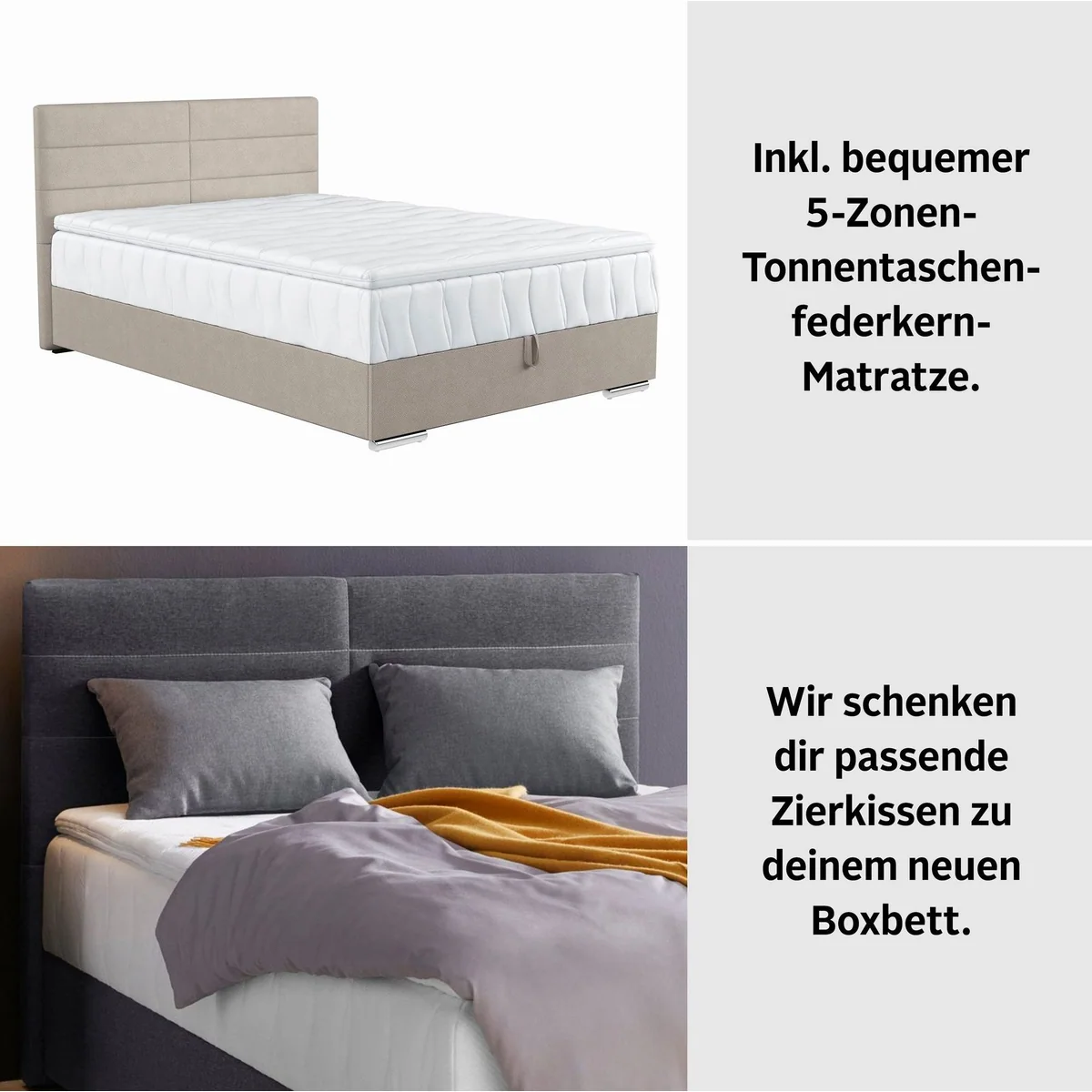 COTTA Boxbett Tom, komfortables Design, Bettkasten & Topper inklusive 4