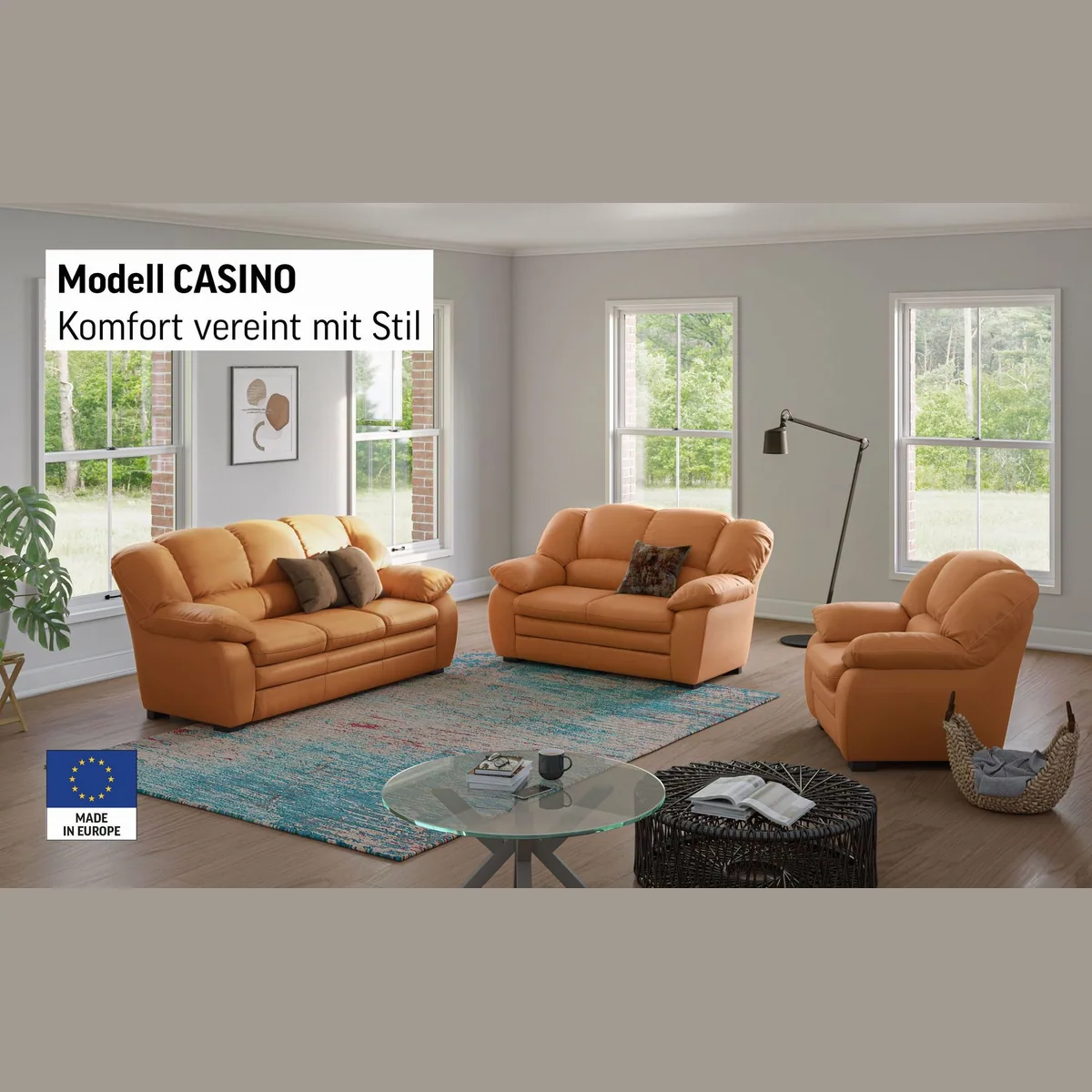 COTTA Polstergarnitur Casino, 3-teiliges Set, elegantes Design, hoher Sitzkomfort 2