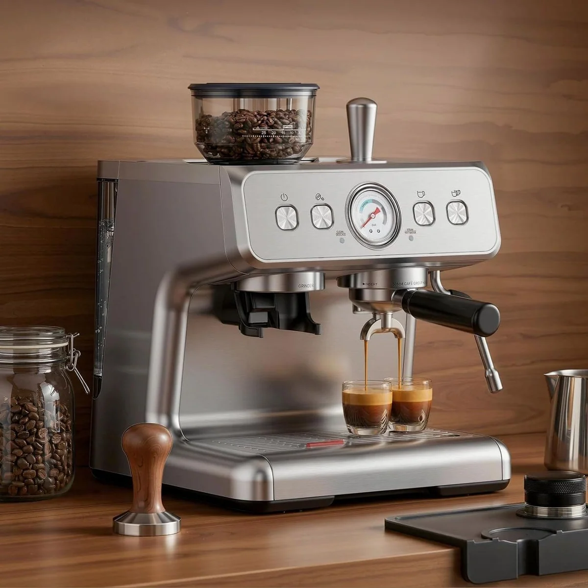 COWSAR Espressomaschine, integriertes Kegelmahlwerk, PID-Temperaturregelung 3