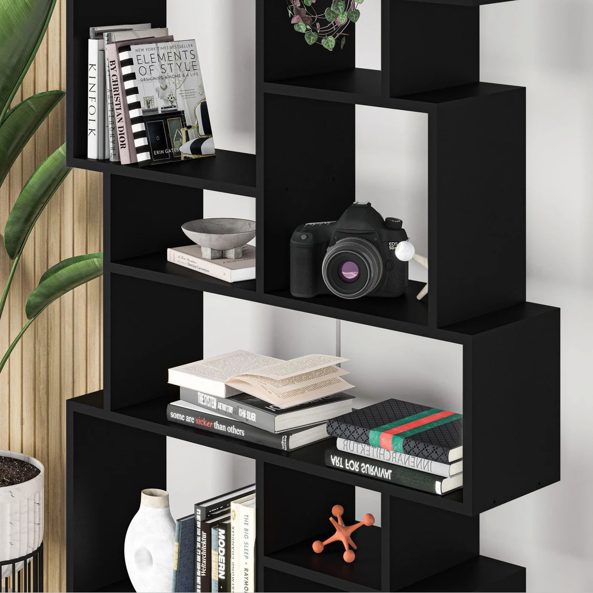 Decortie Karmato Bücherregal, asymmetrisches Design, 10 Fächer — funktionell und stilvoll 3