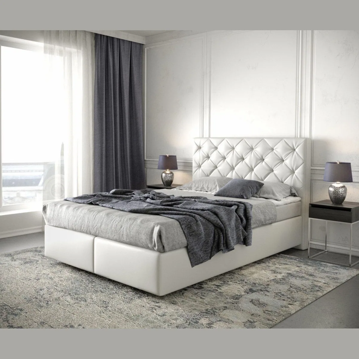 DELIFE Boxspringbett Dream-Great, Kunstleder Weiß 140x200 cm, hoher Komfort und eleganter Look