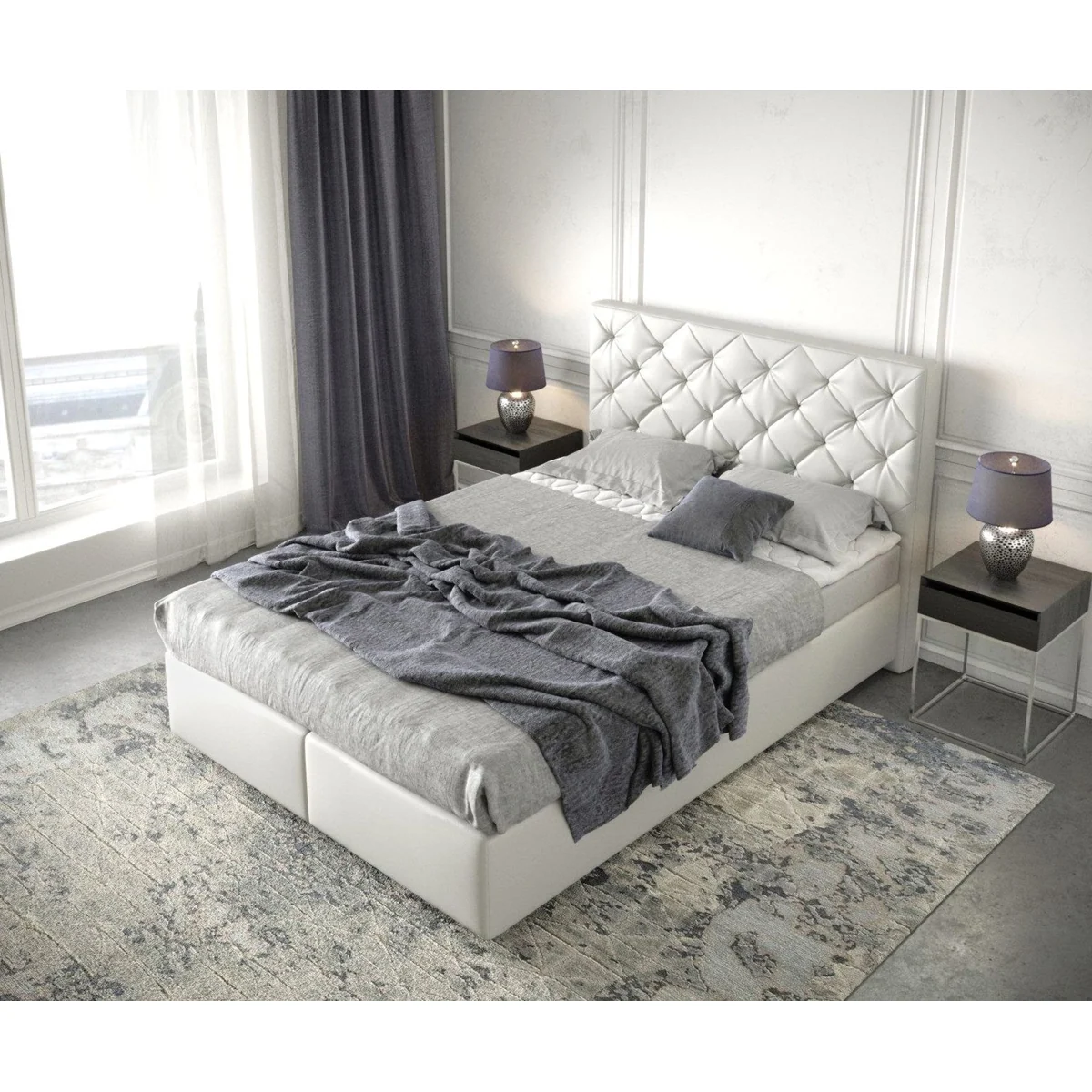 DELIFE Boxspringbett Dream-Great, Kunstleder Weiß 140x200 cm, hoher Komfort und eleganter Look 4
