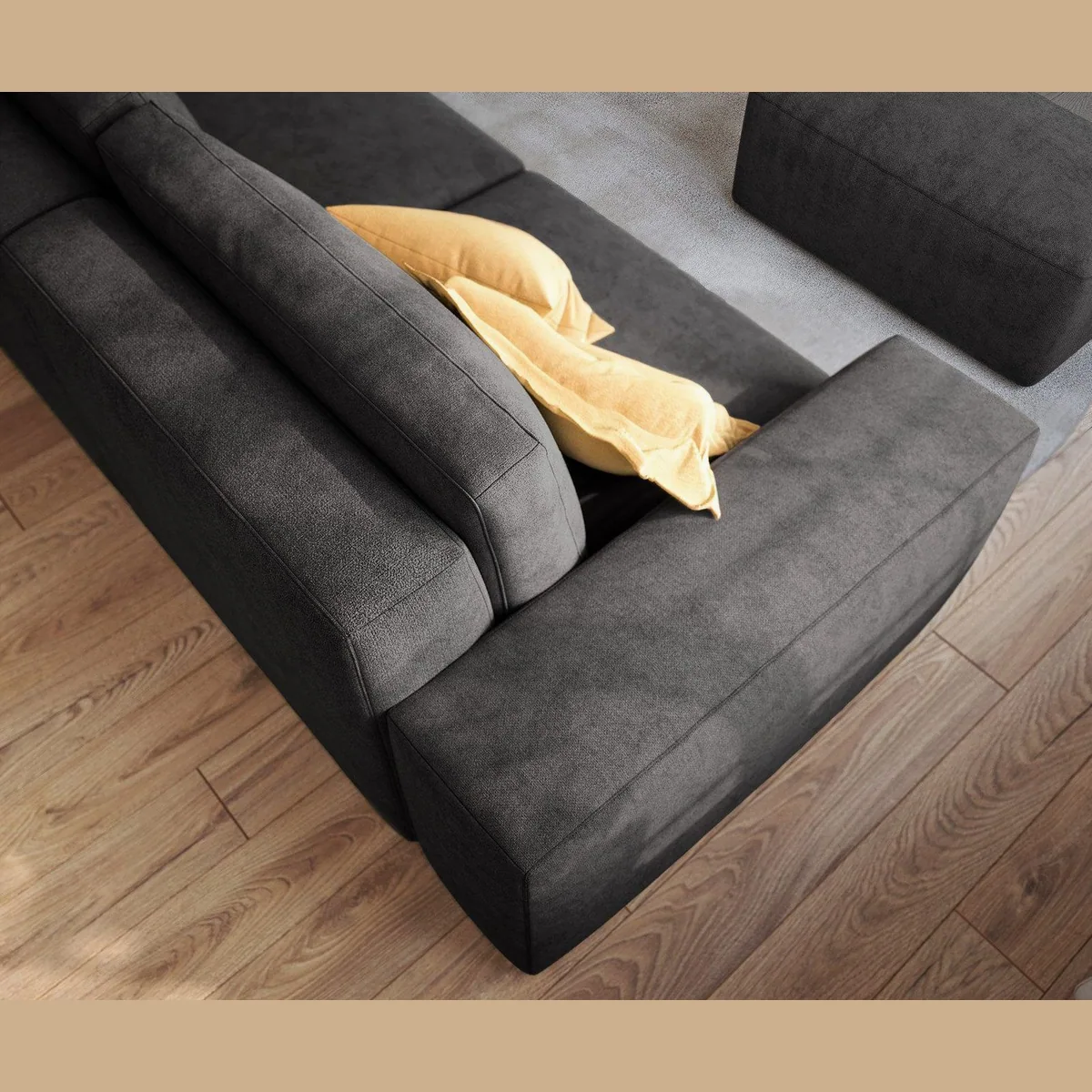 DELIFE Big-Sofa Lanzo, Mikrofaser Schwarz, großzügige Maße, inklusive Hocker 5