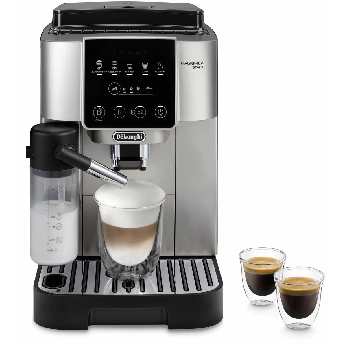 De'Longhi Kaffeevollautomat Start Milk ECAM220.80.SB, Milchkaraffe inklusive, Benutzerfreundliches Bedienfeld