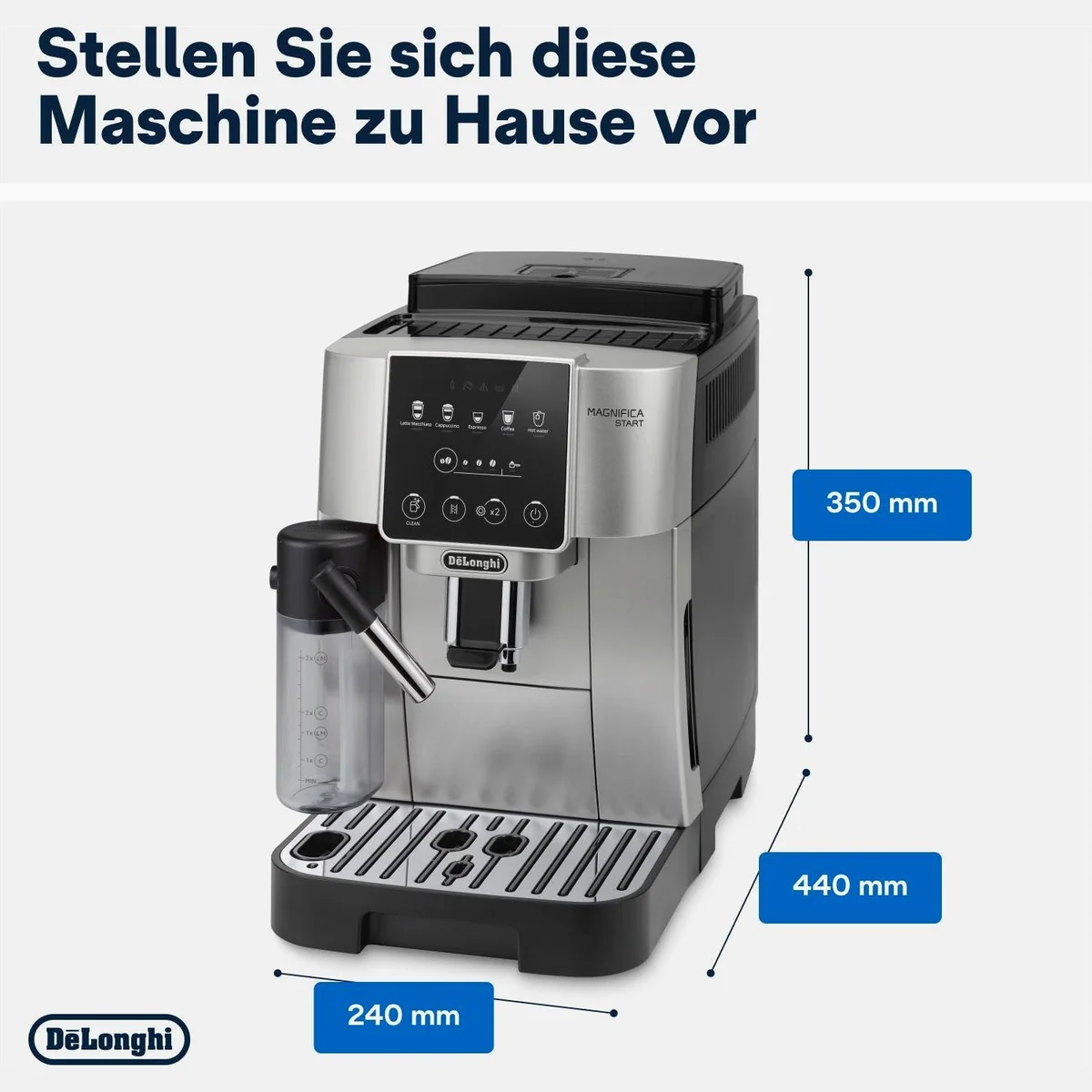 De'Longhi Kaffeevollautomat Start Milk ECAM220.80.SB, Milchkaraffe inklusive, Benutzerfreundliches Bedienfeld 2