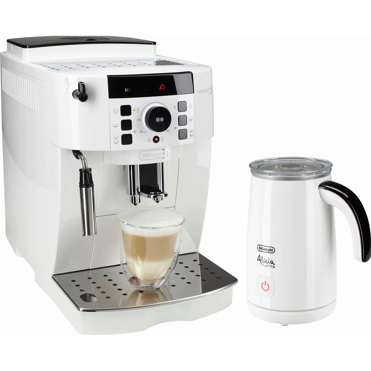 De'Longhi Kaffeevollautomat Magnifica S ECAM21.118.W, Barista-Milchaufschäumer, 15 Bar Pumpendruck